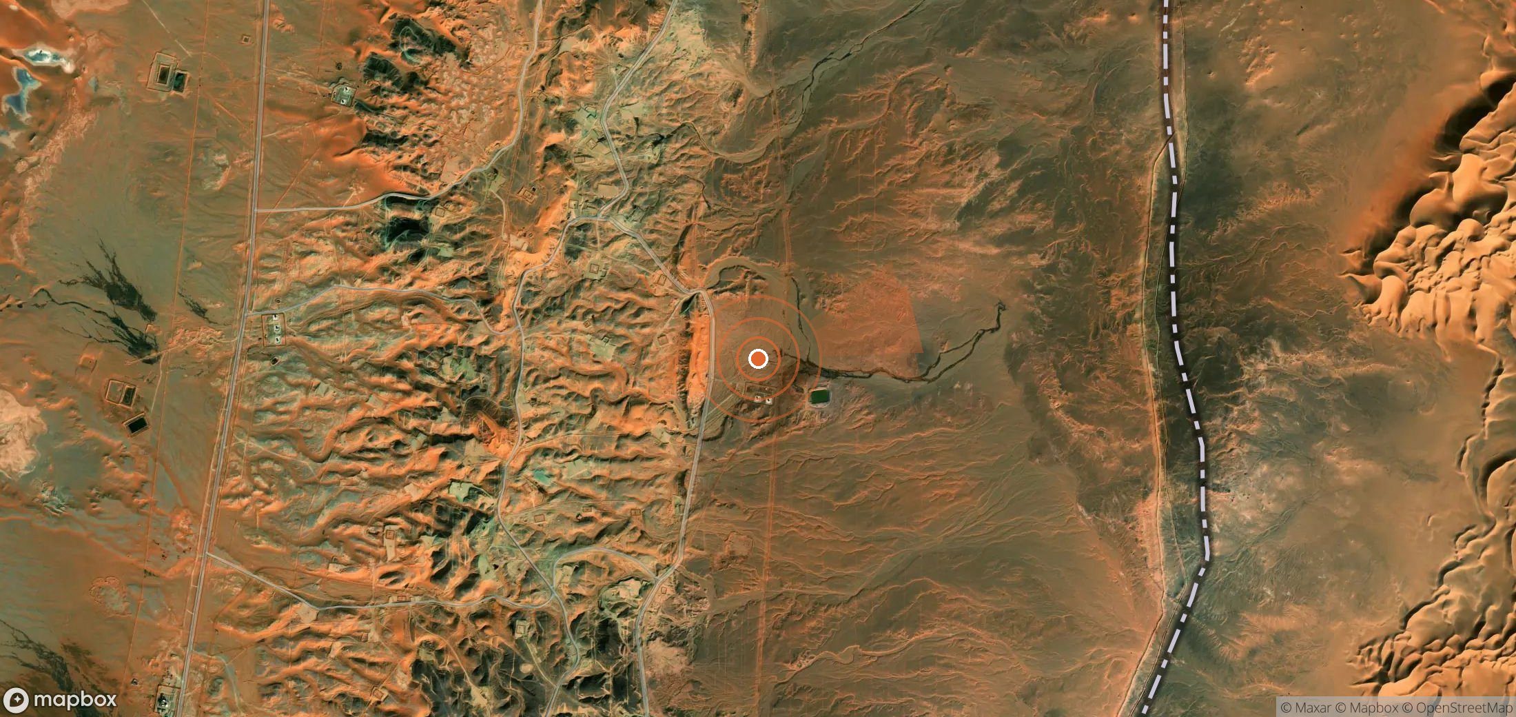 Satellite map of methane plume locations in Algeria