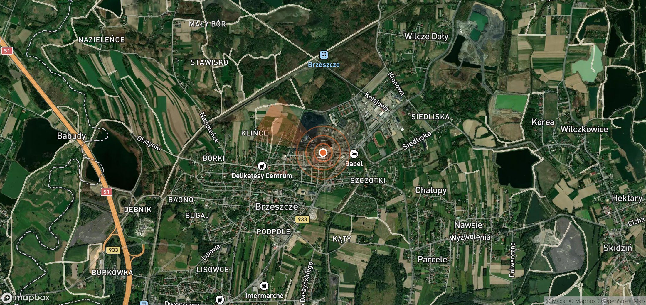 Satellite map of methane plume locations in Poland