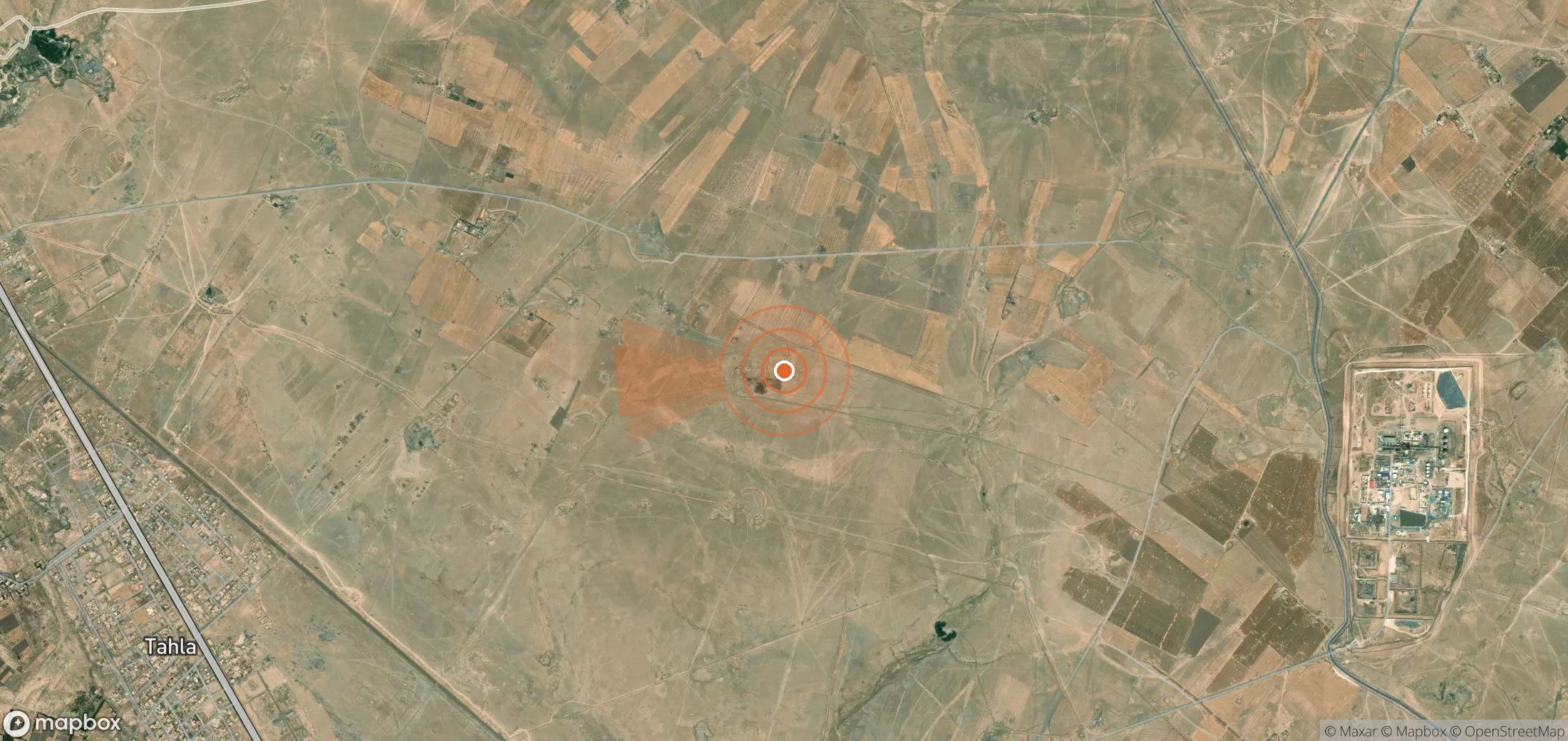 Mapa satelital de plumas de metano en Siria