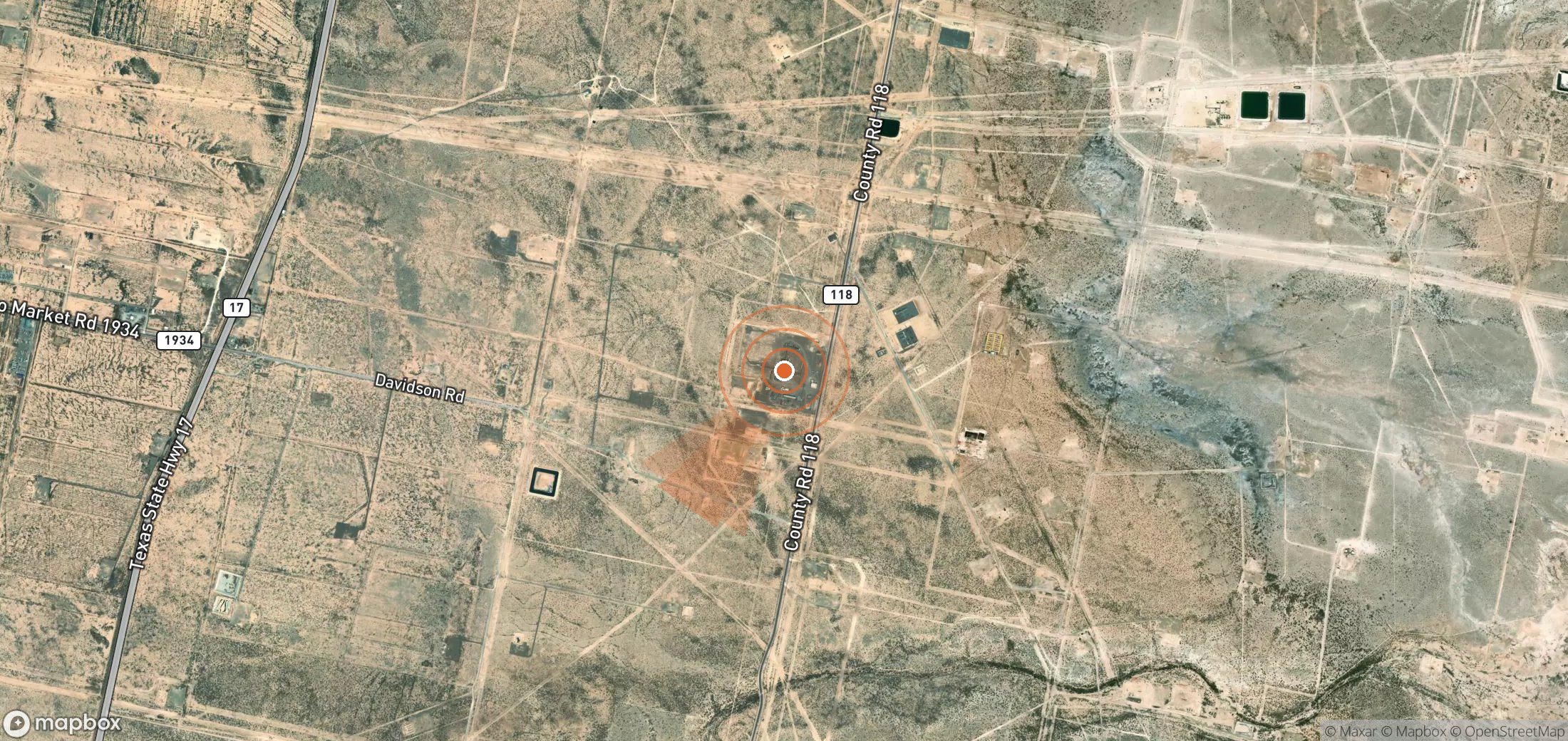 Mapa satelital de plumas de metano en Estados Unidos