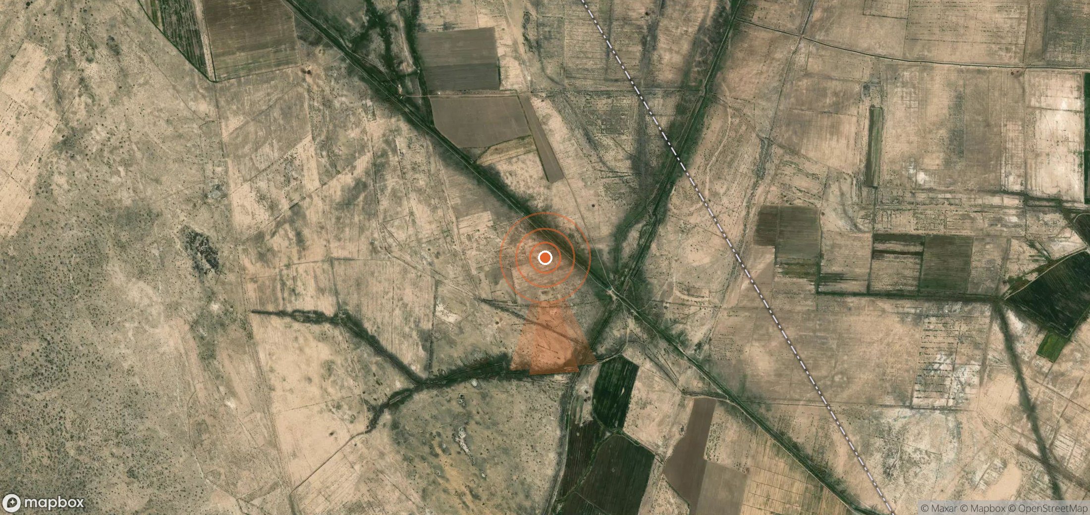 Satellite map of methane plume locations in Turkmenistan