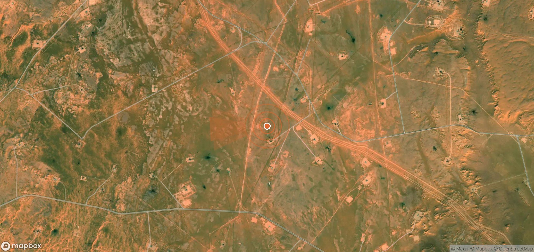 Satellite map of methane plume locations in Algeria