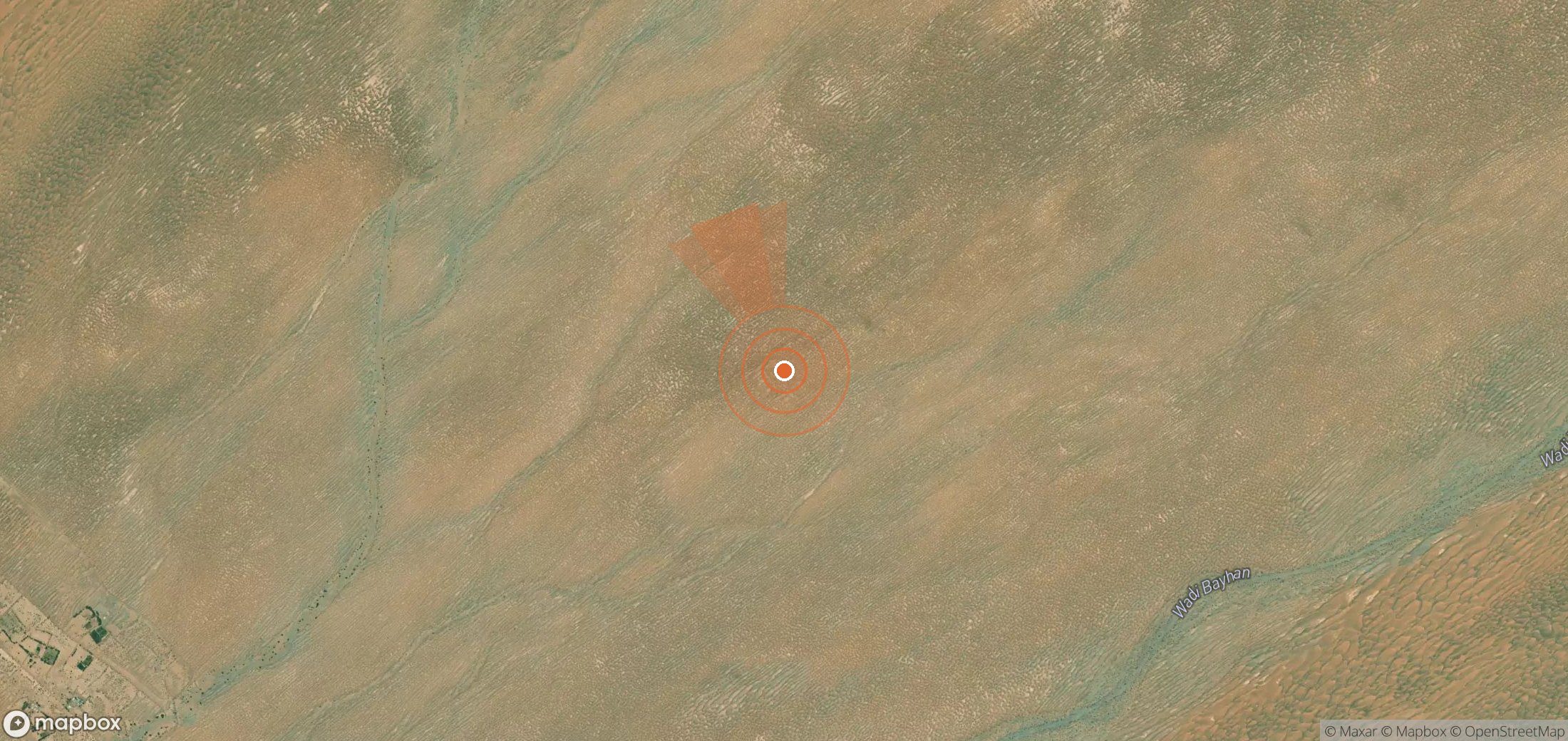 Satellite map of methane plume locations in Yemen