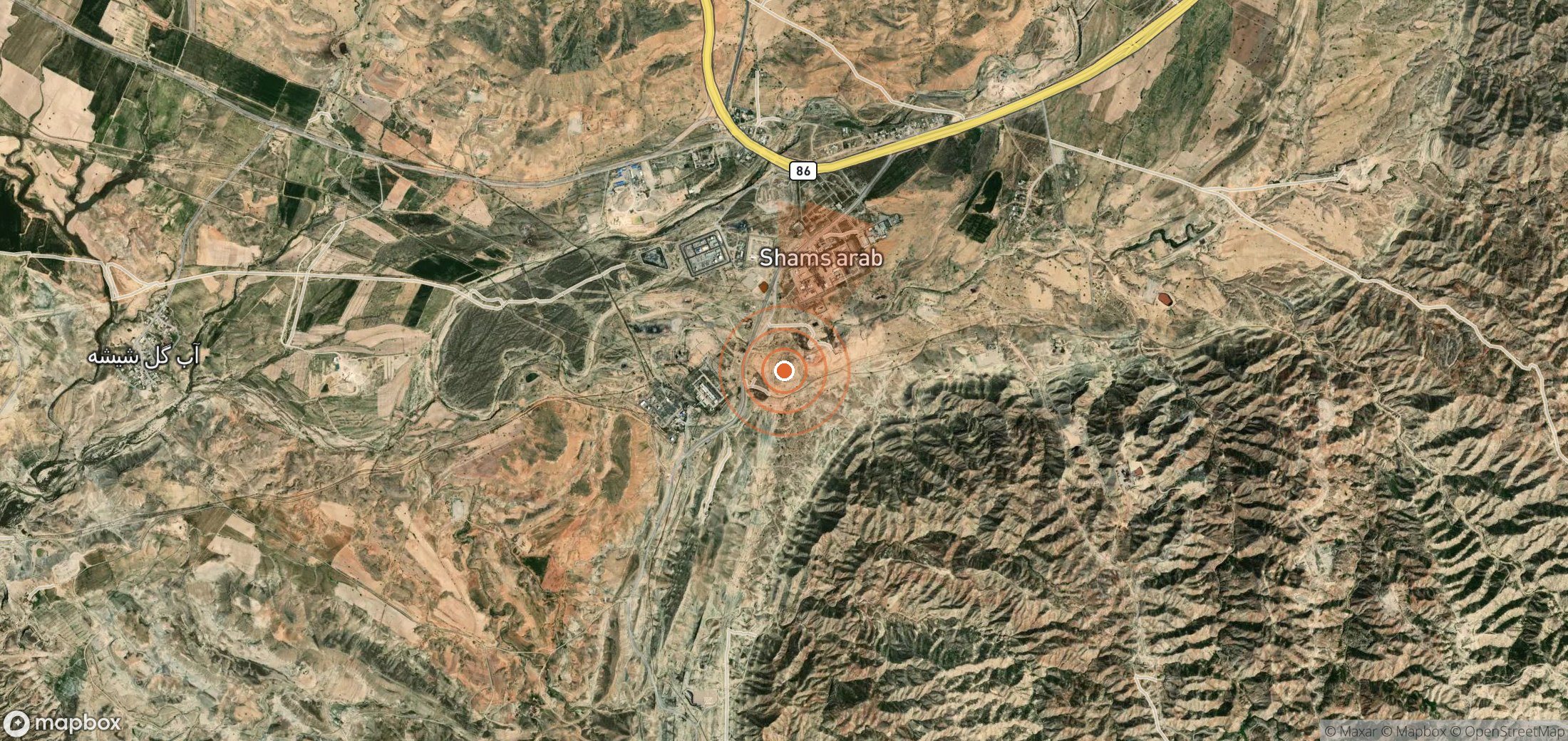 Satellite map of methane plume locations in Iran