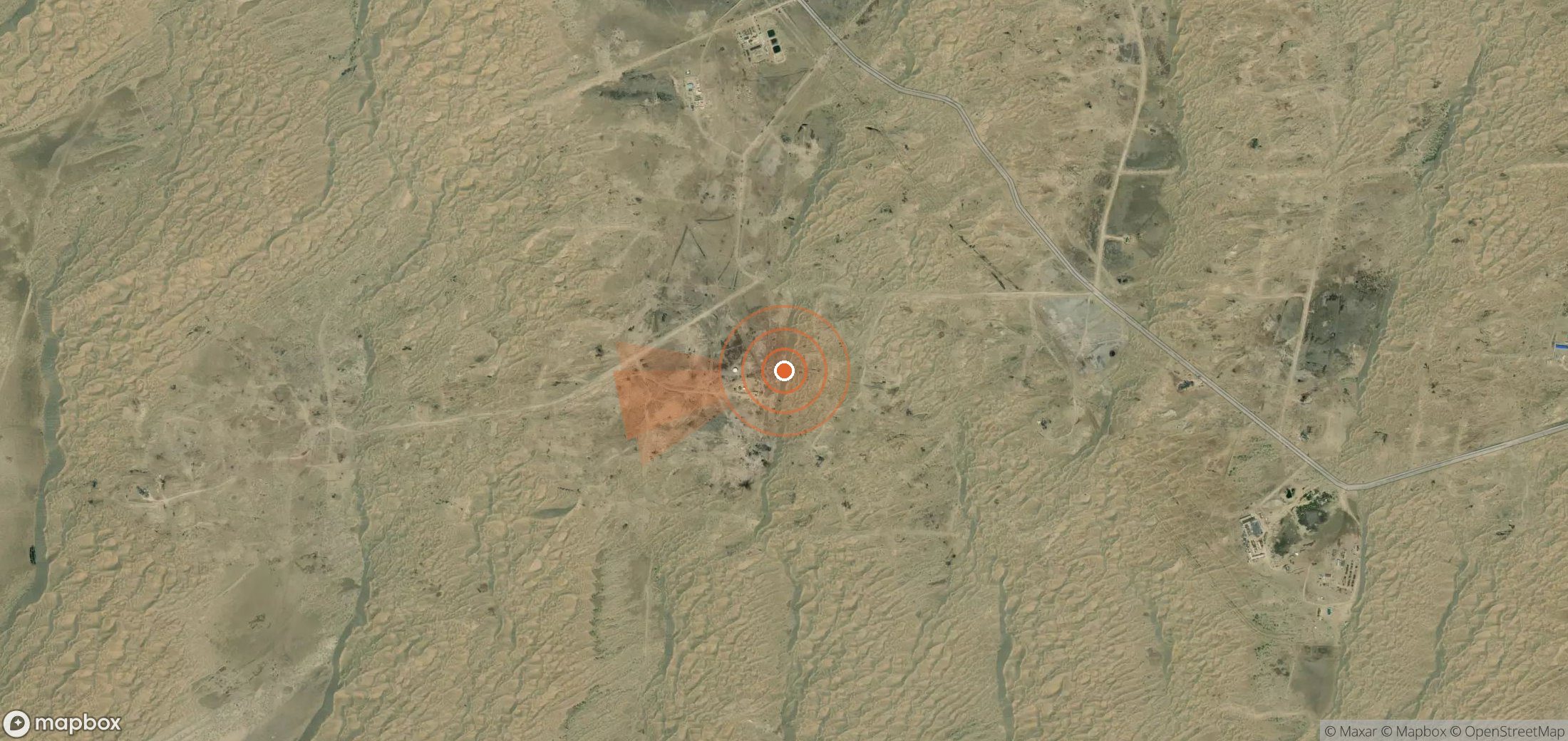 Mapa satelital de plumas de metano en Turkmenistán