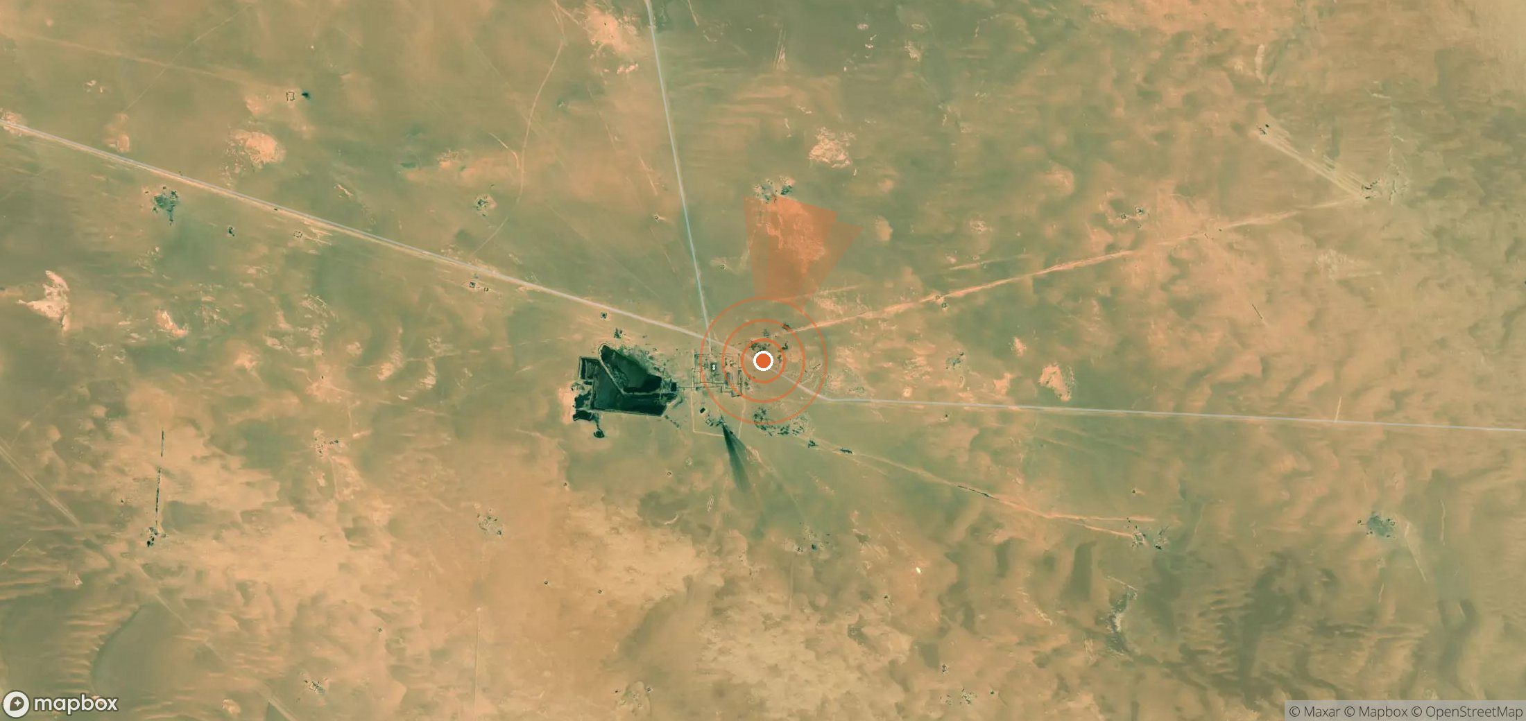 Satellite map of methane plume locations in Libya