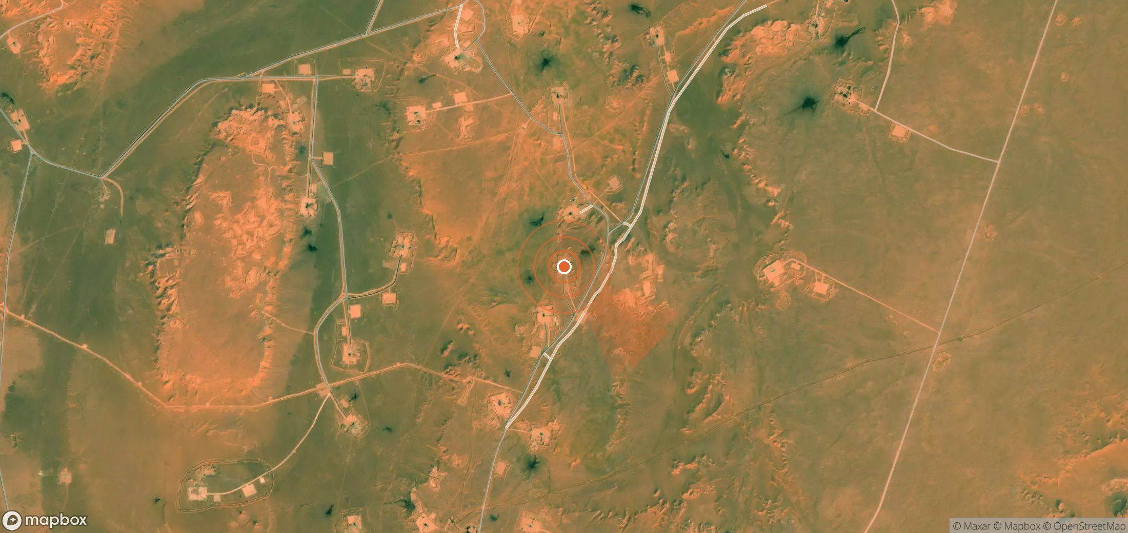 Mapa satelital de plumas de metano en Argelia
