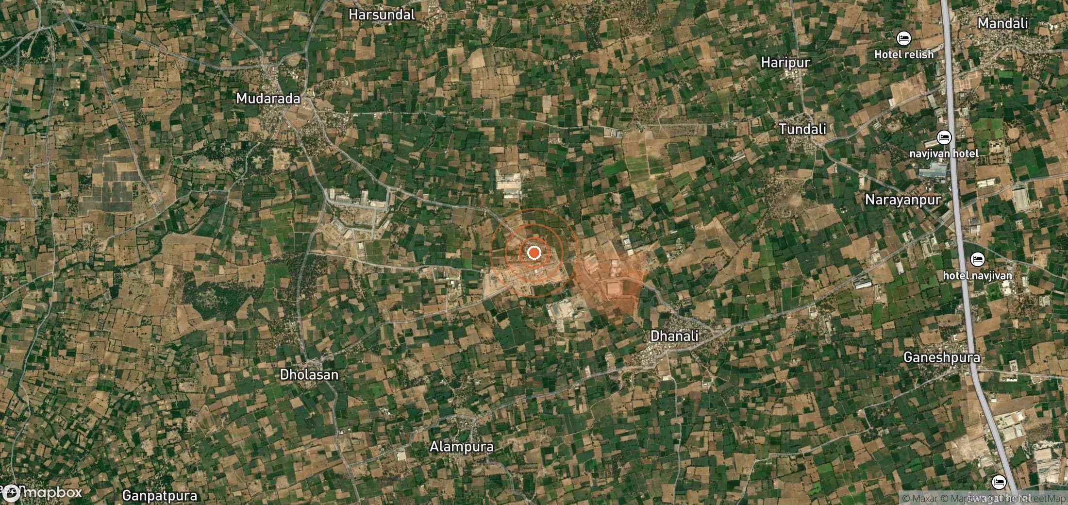 Satellite map of methane plume locations in India