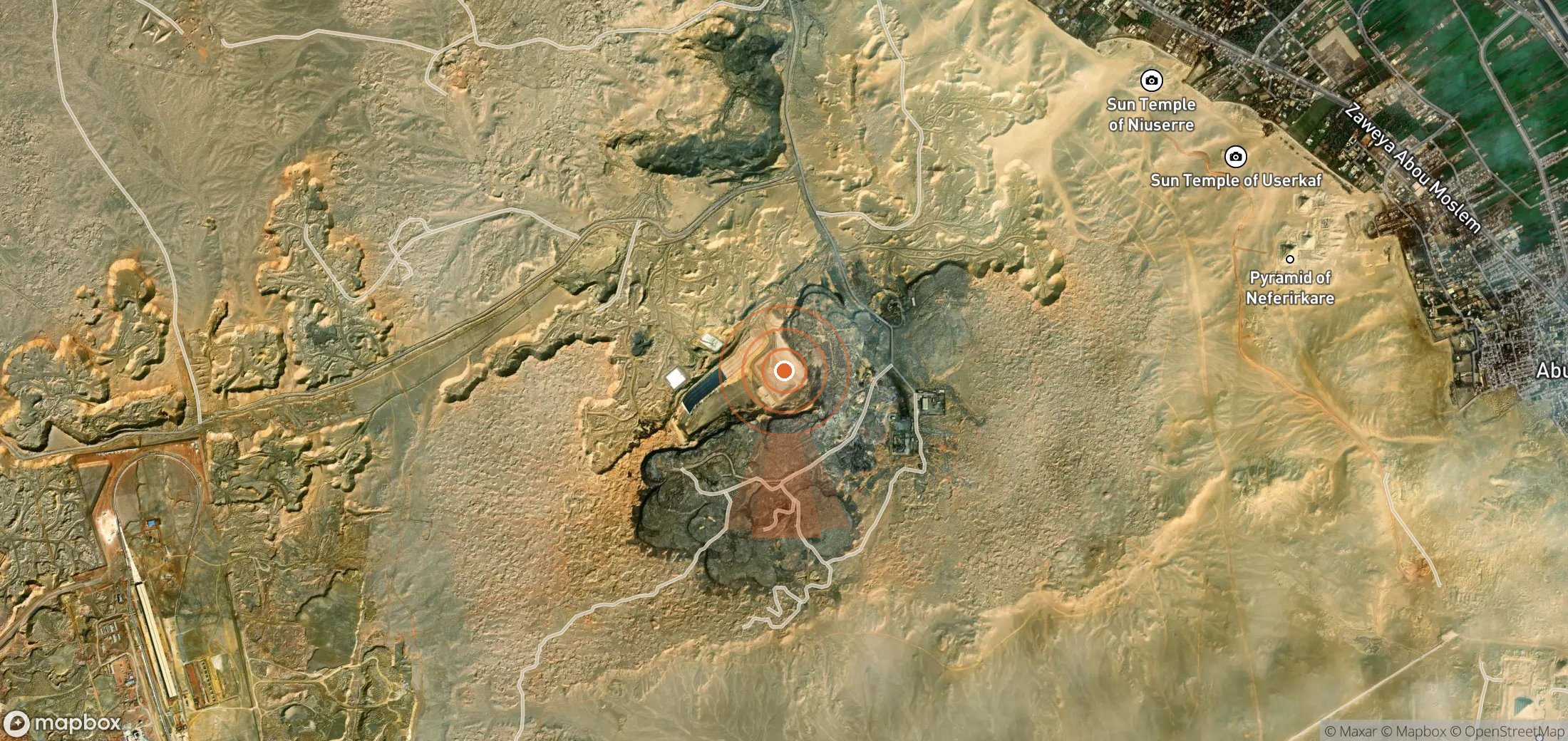 Satellite map of methane plume locations in Egypt