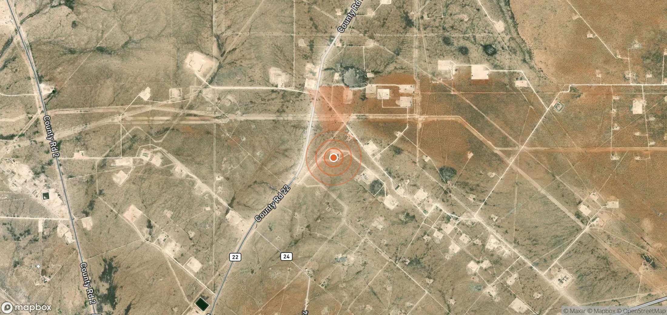 Satellite map of methane plume locations in United States