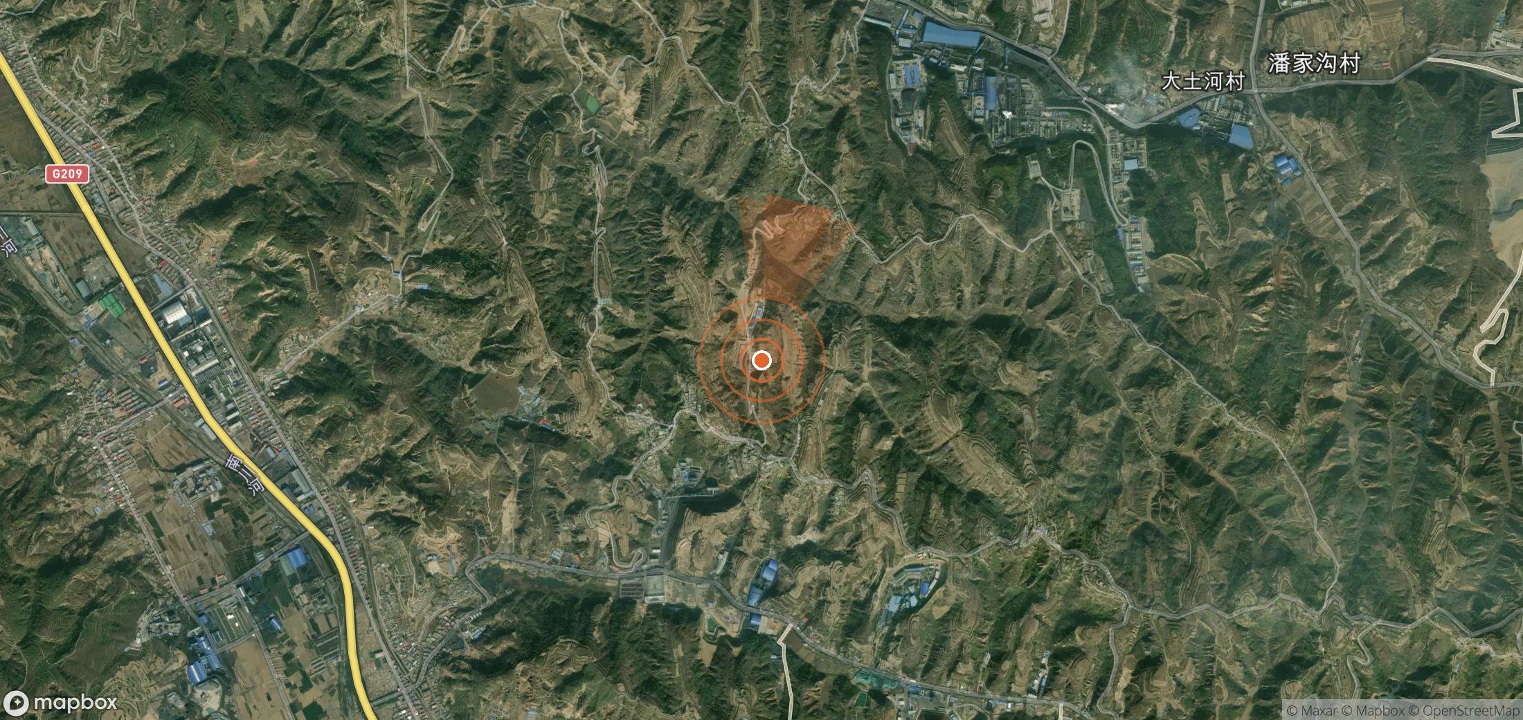 Satellite map of methane plume locations in China