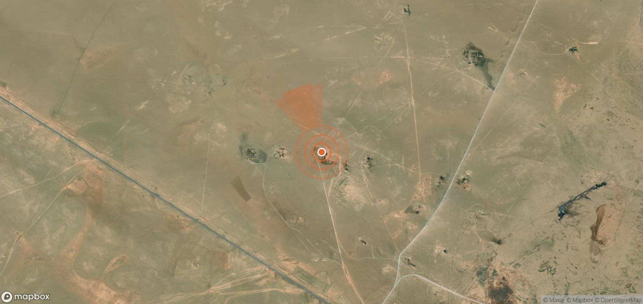 Satellite map of methane plume locations in Syria