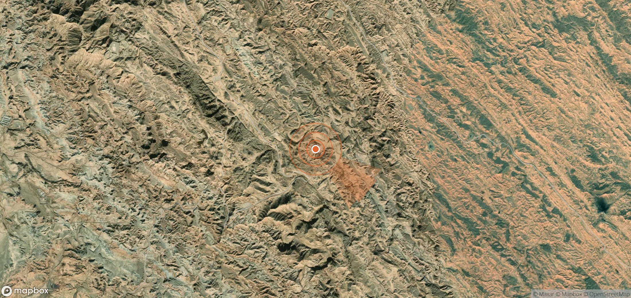 Satellite map of methane plume locations in Iran