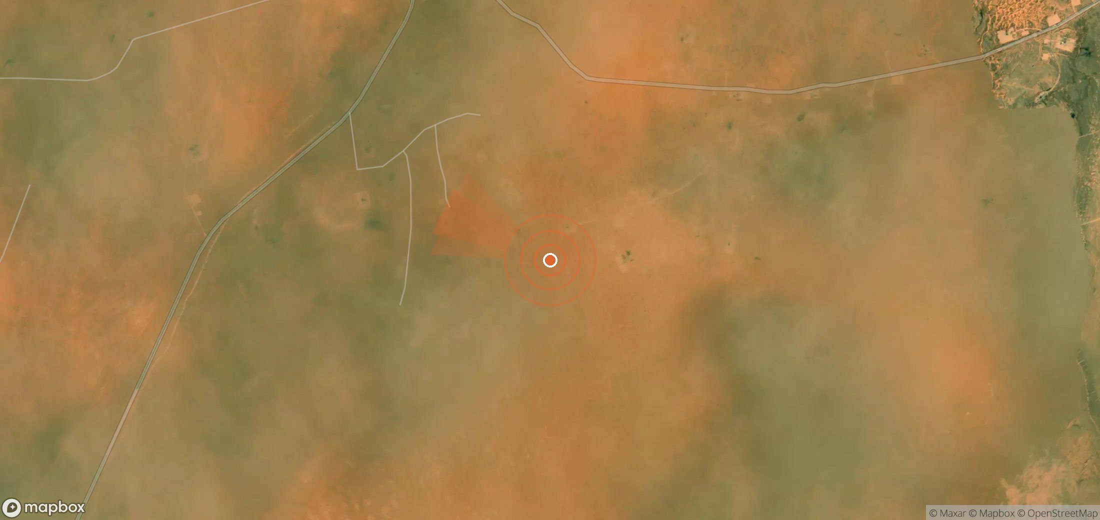 Satellite map of methane plume locations in Algeria