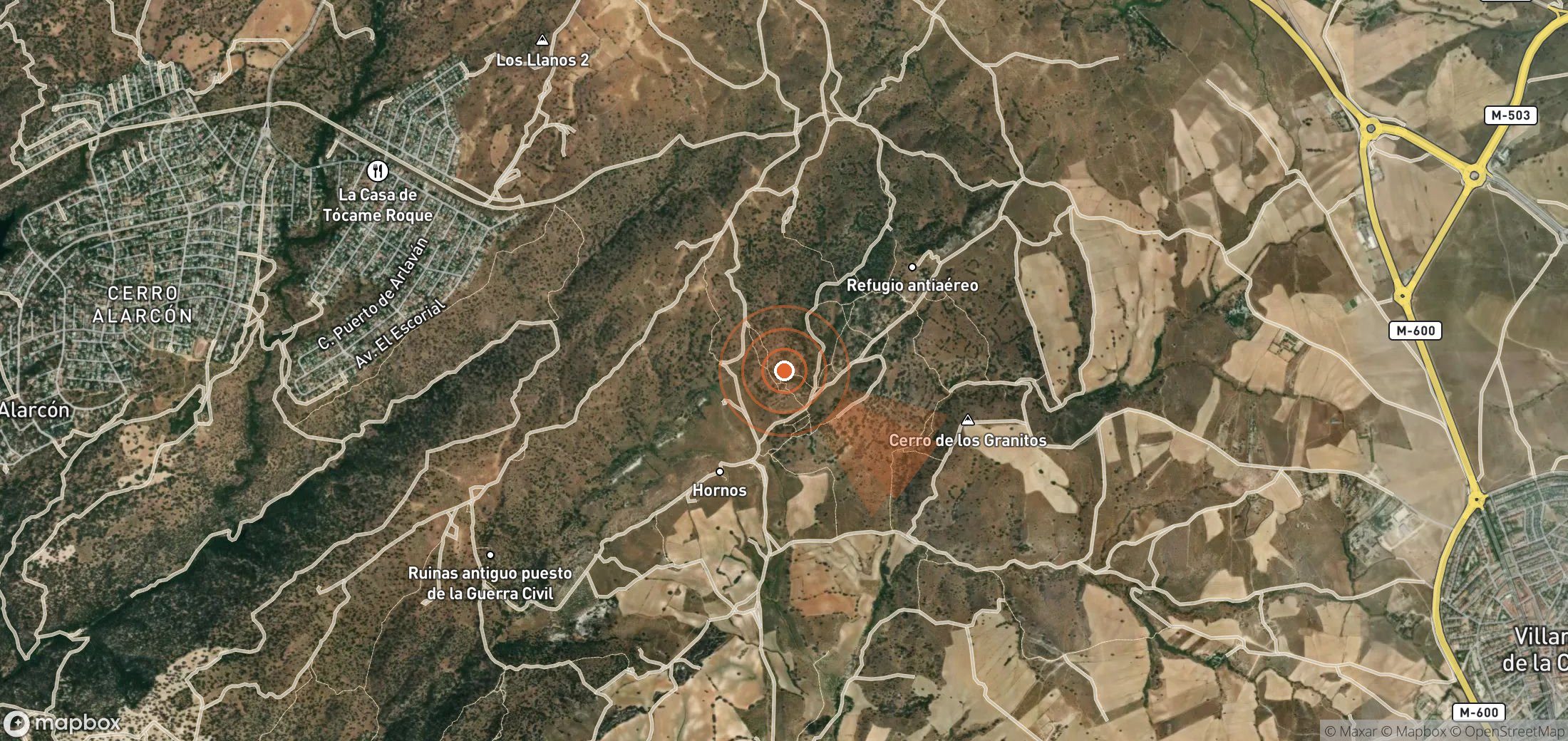 Satellite map of methane plume locations in Spain
