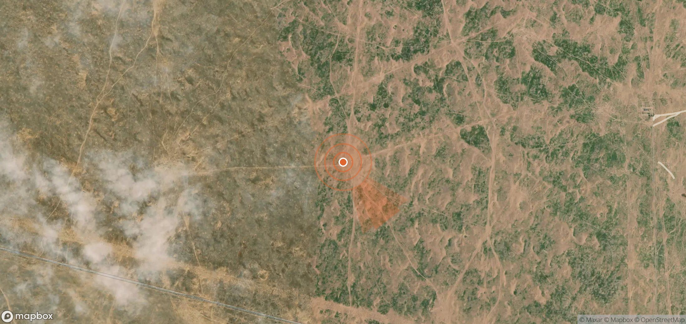 Satellite map of methane plume locations in Turkmenistan
