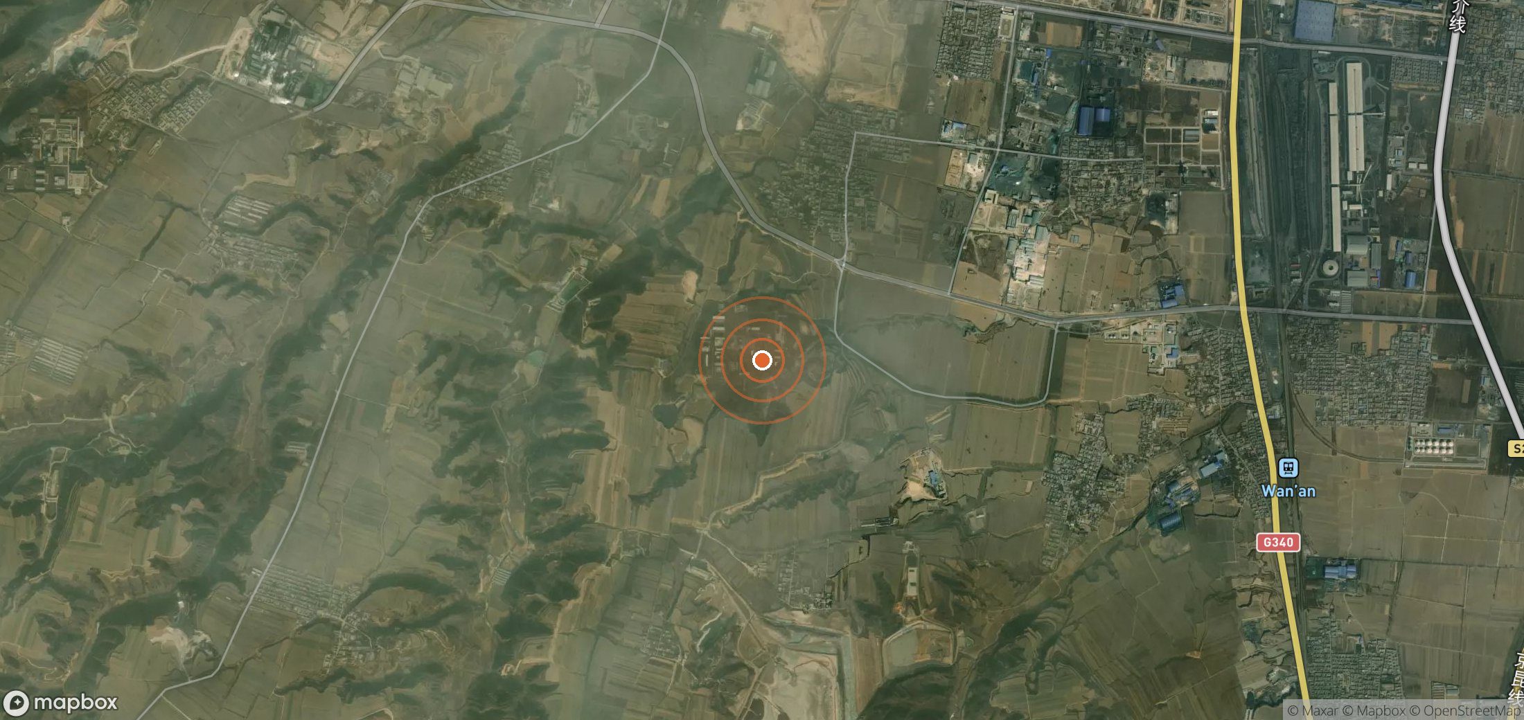 Satellite map of methane plume locations in China