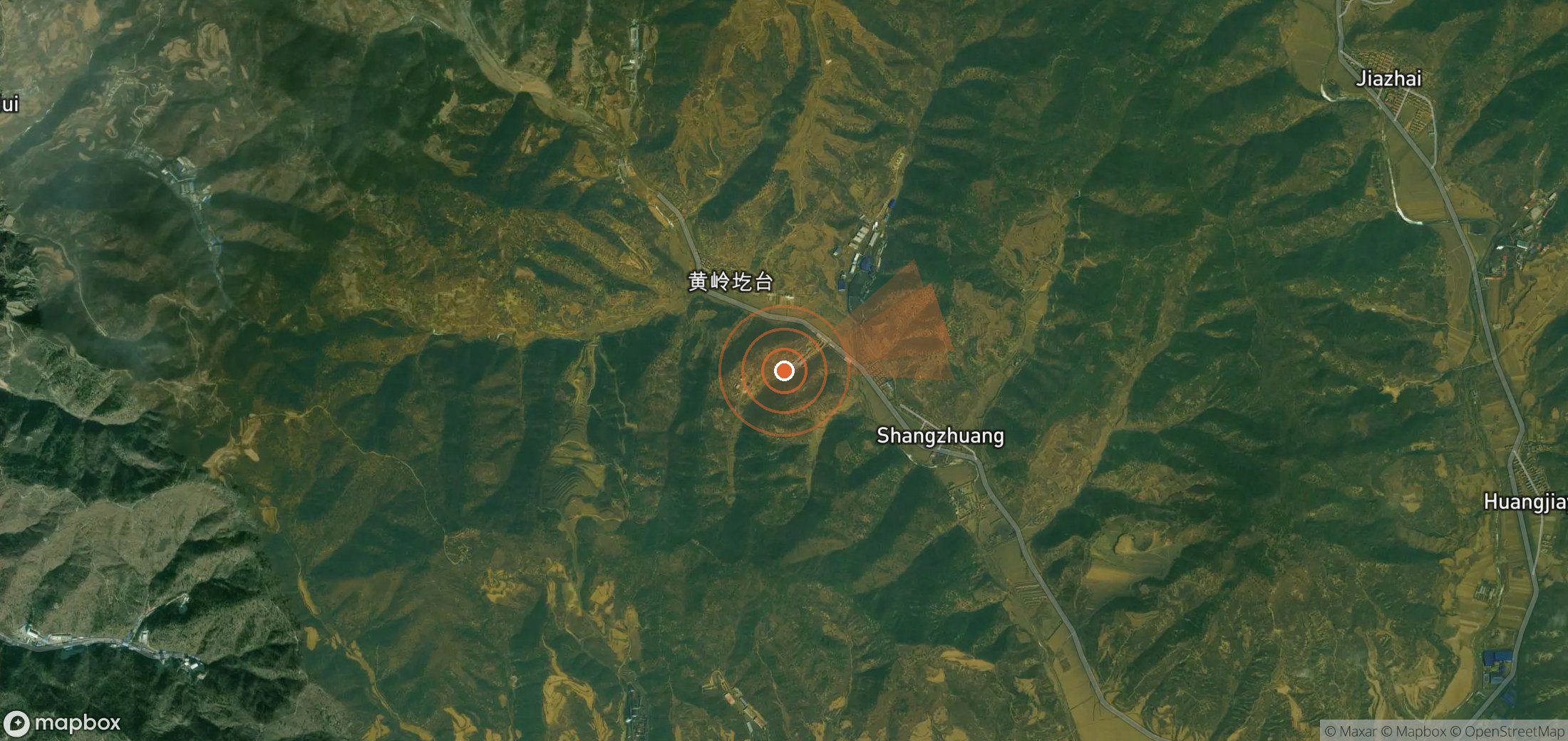 Satellite map of methane plume locations in China