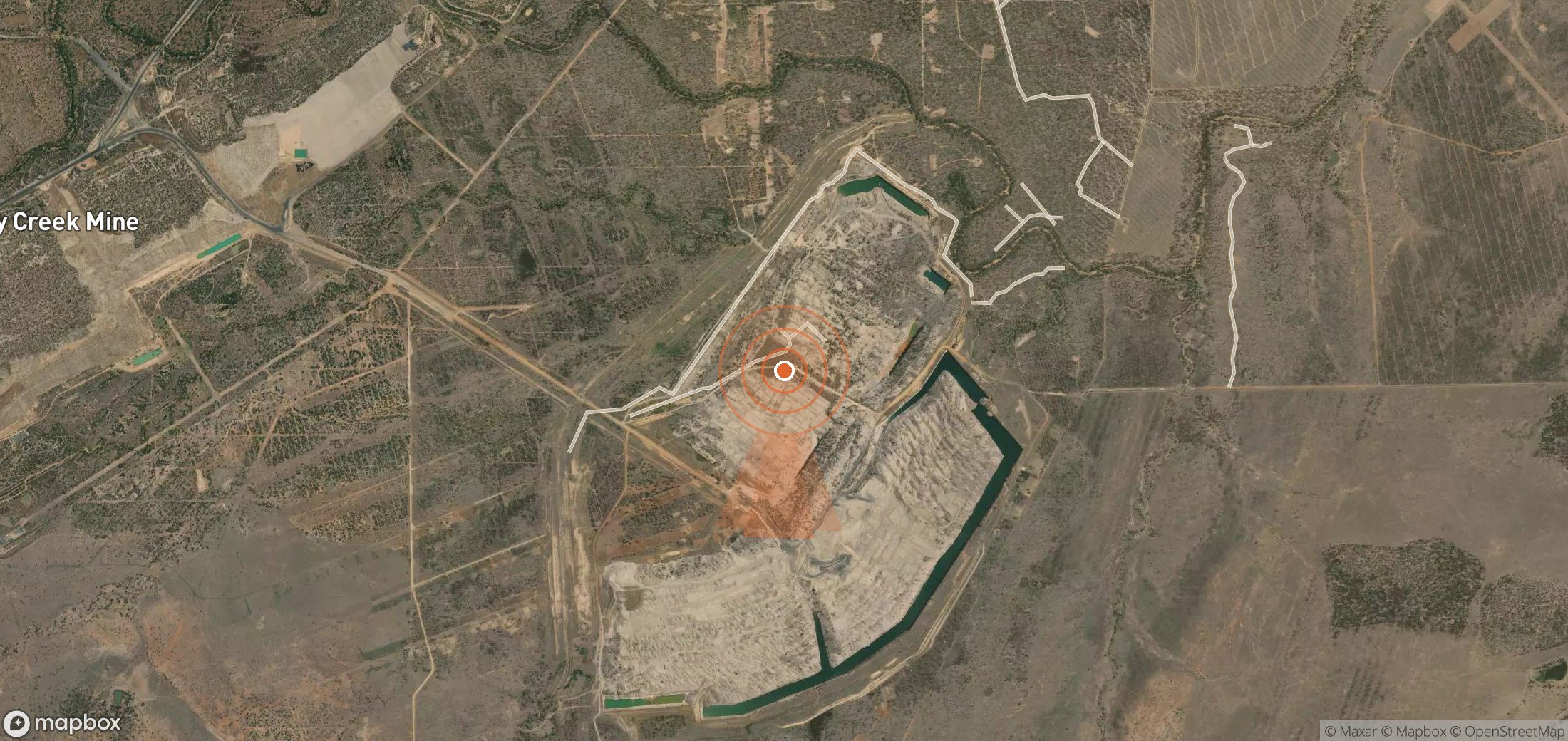 Satellite map of methane plume locations in Australia