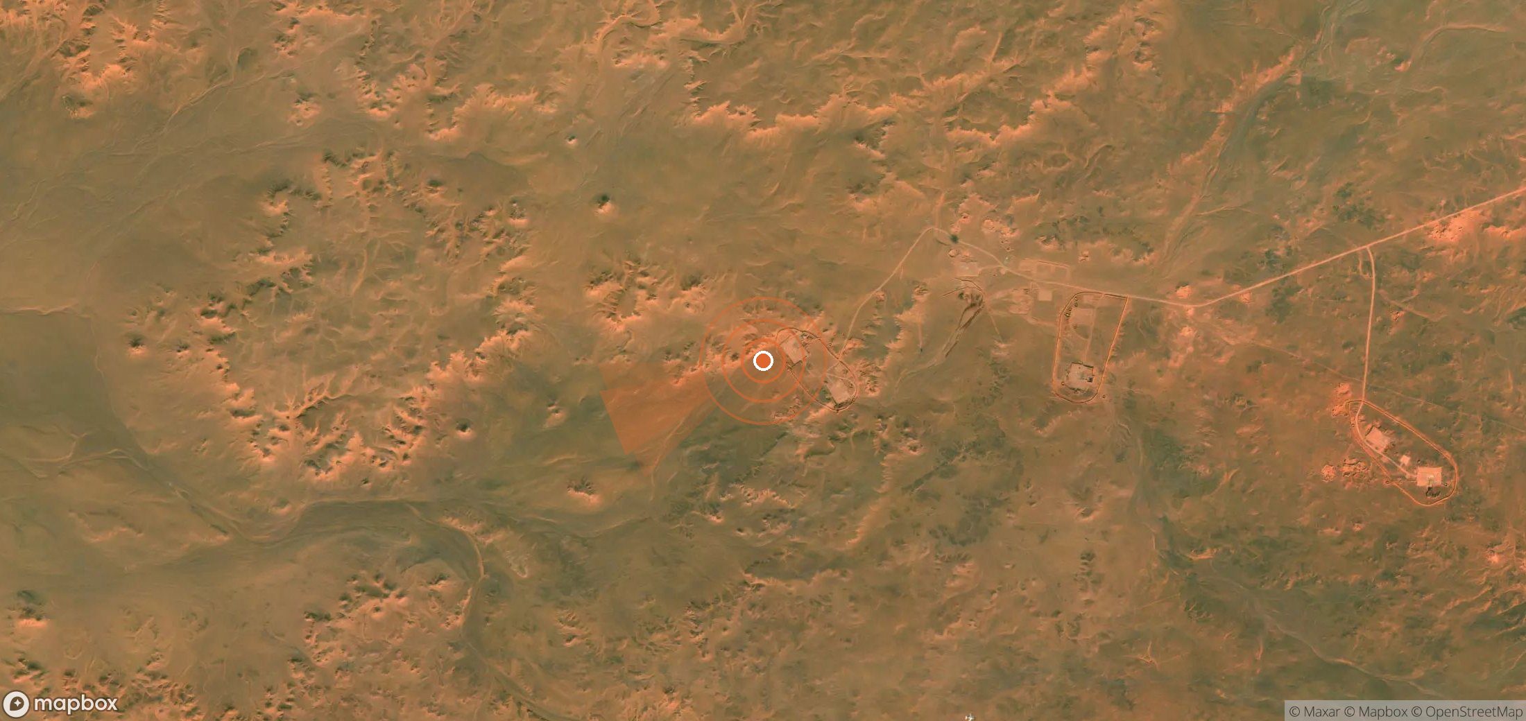 Satellite map of methane plume locations in Algeria