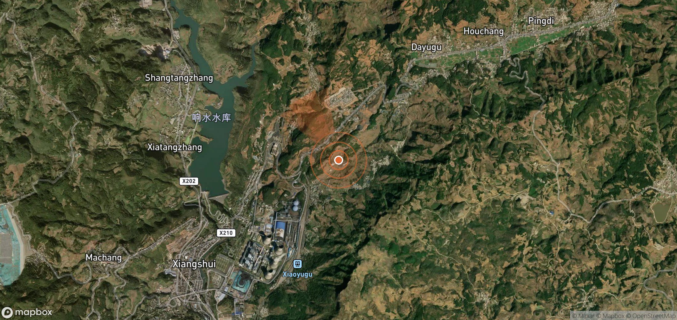Satellite map of methane plume locations in China