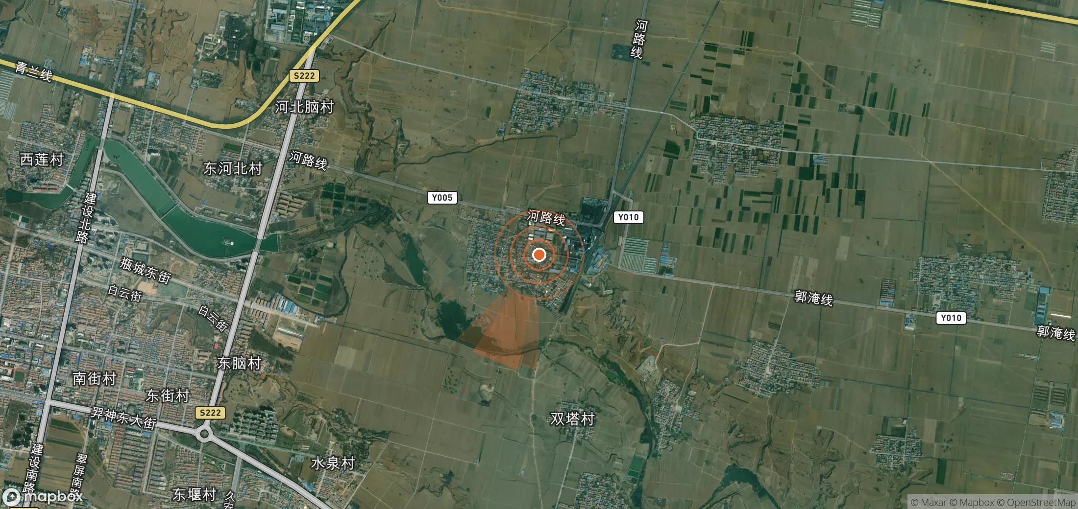 Mapa satelital de plumas de metano en China