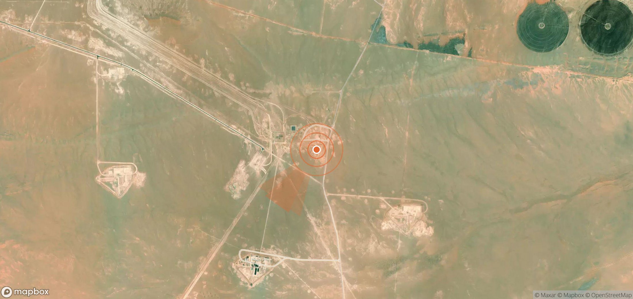 Satellite map of methane plume locations in Saudi Arabia