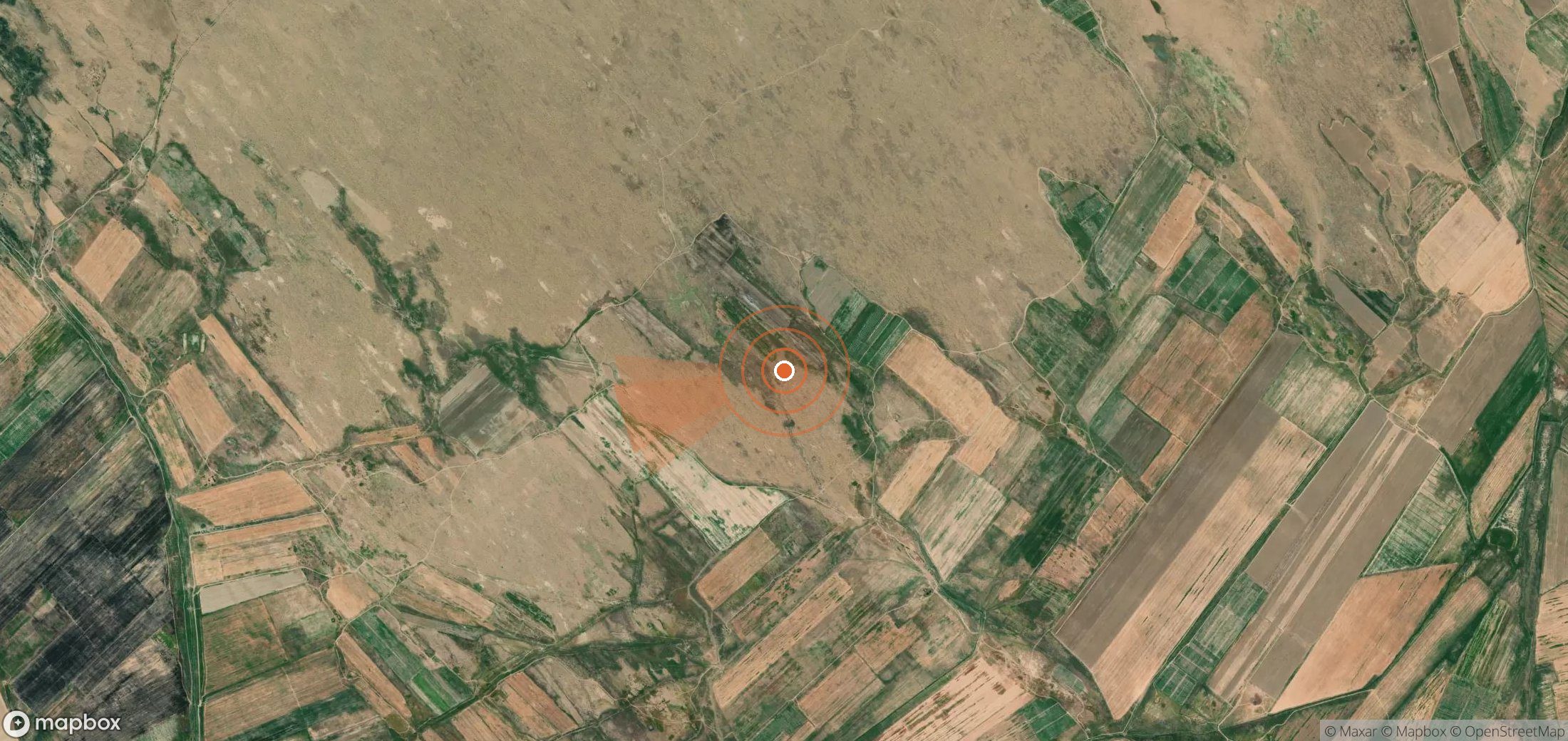 Satellite map of methane plume locations in Turkmenistan