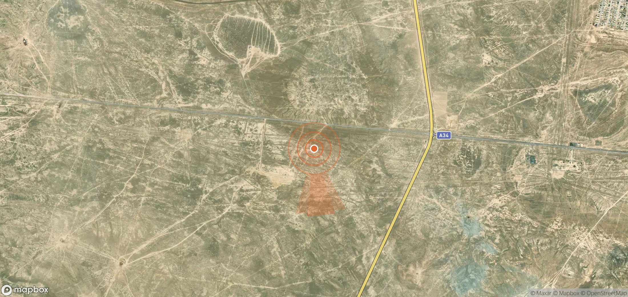 Mapa satelital de plumas de metano en Kazajistán