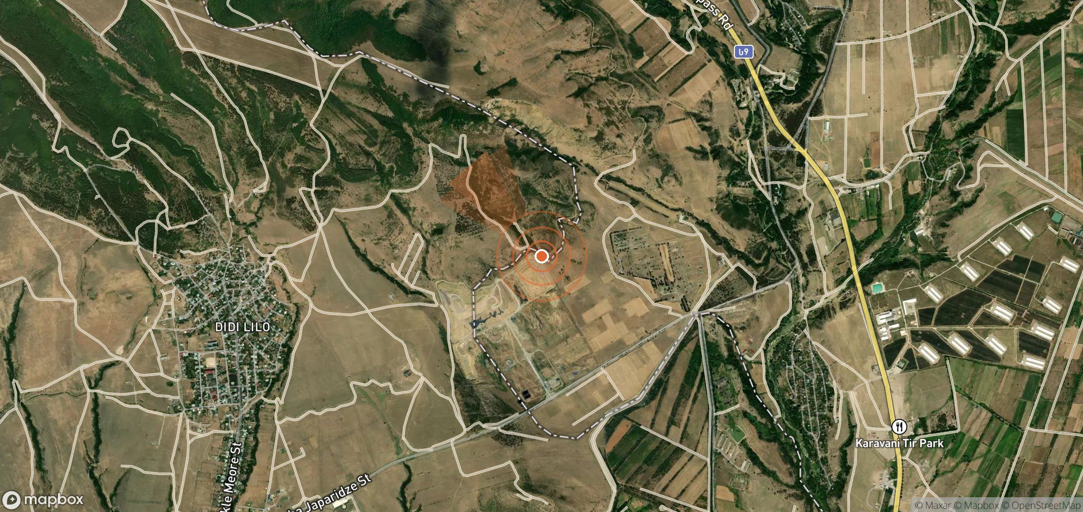Mapa satelital de plumas de metano en Georgia