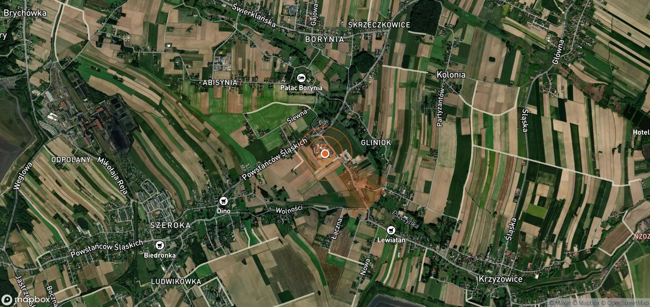 Satellite map of methane plume locations in Poland