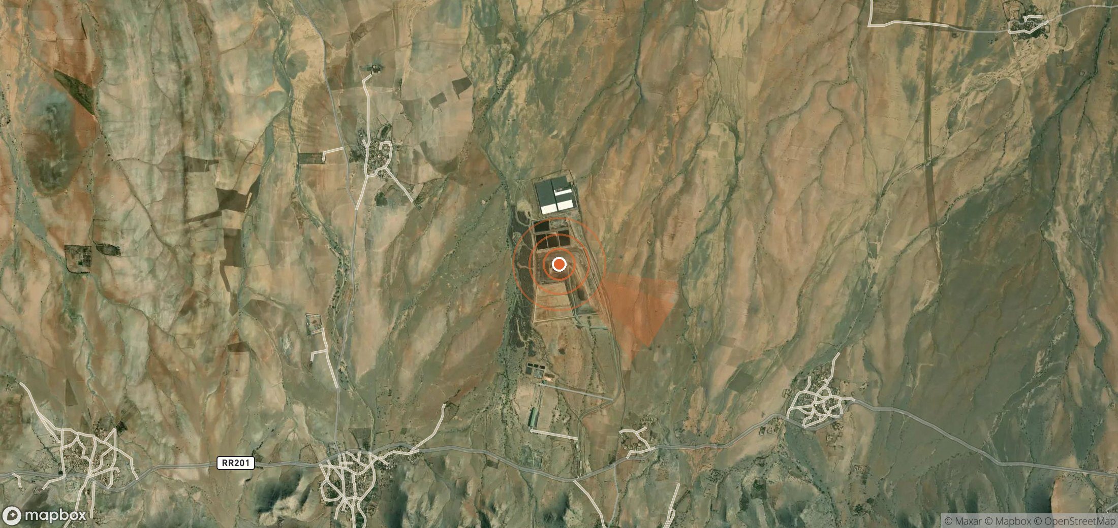 Satellite map of methane plume locations in Morocco