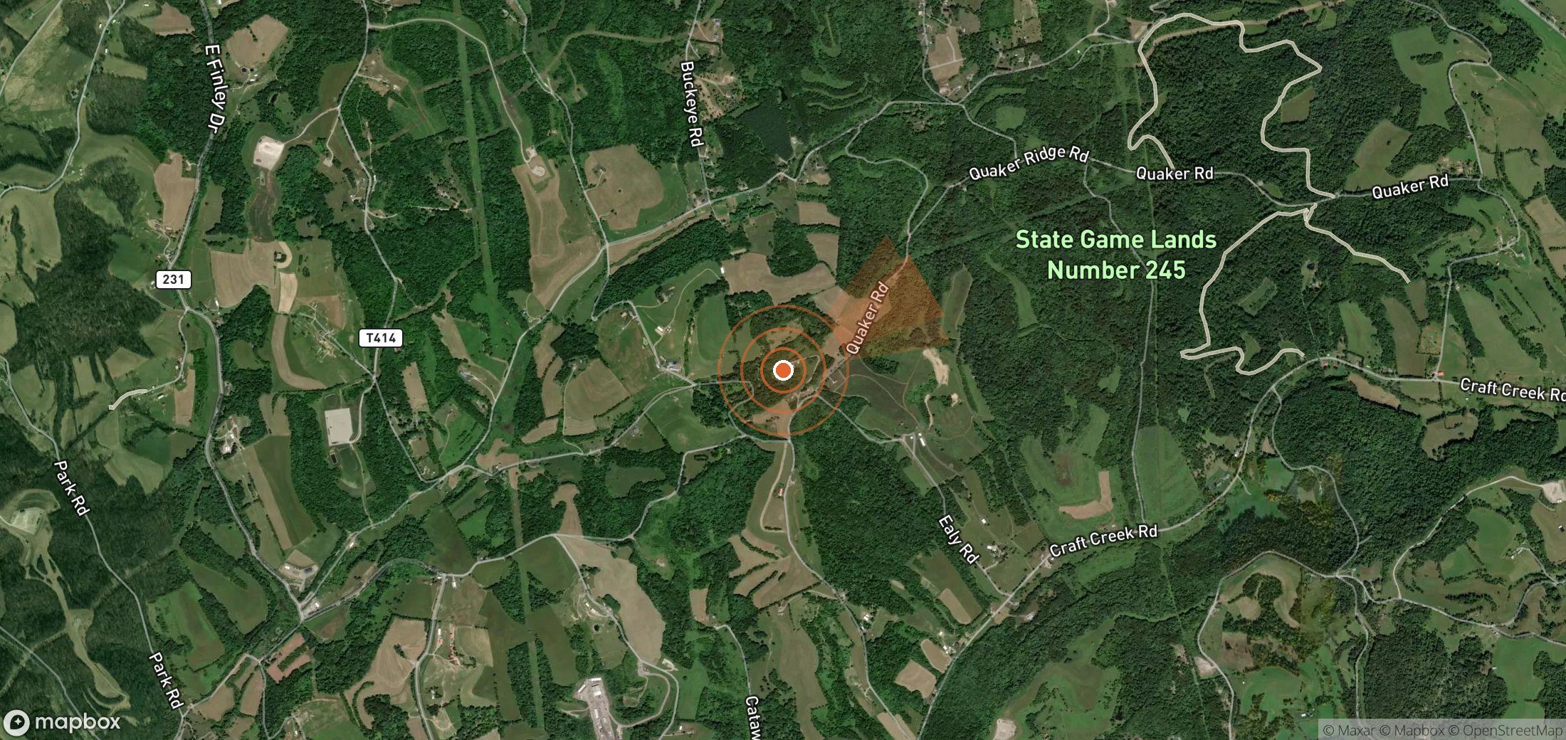 Satellite map of methane plume locations in United States