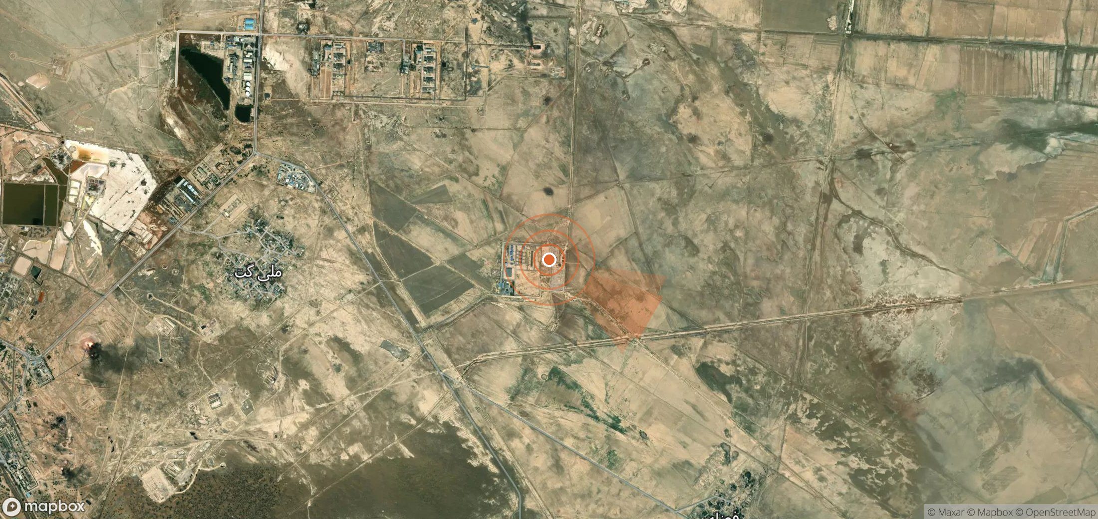 Satellite map of methane plume locations in Iran