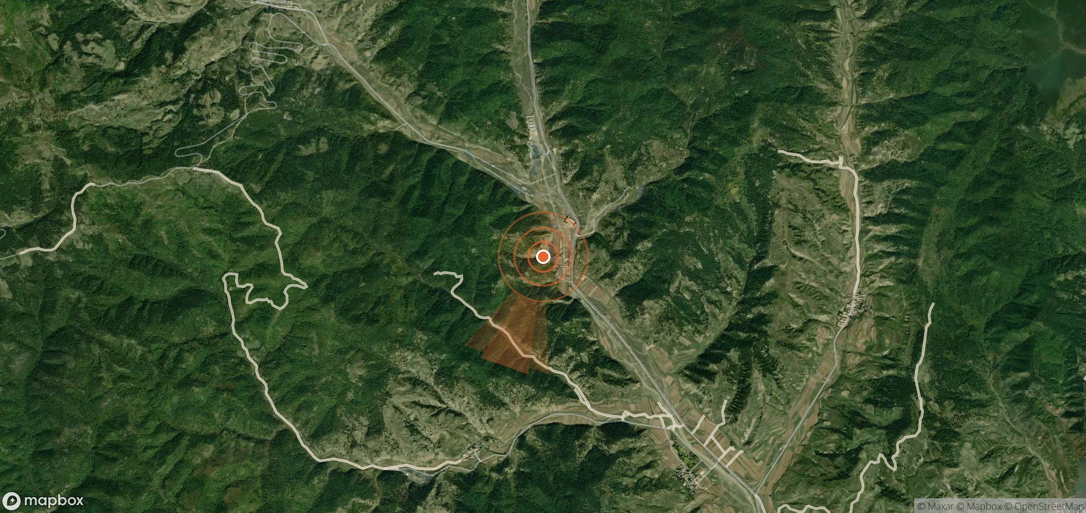 Satellite map of methane plume locations in China