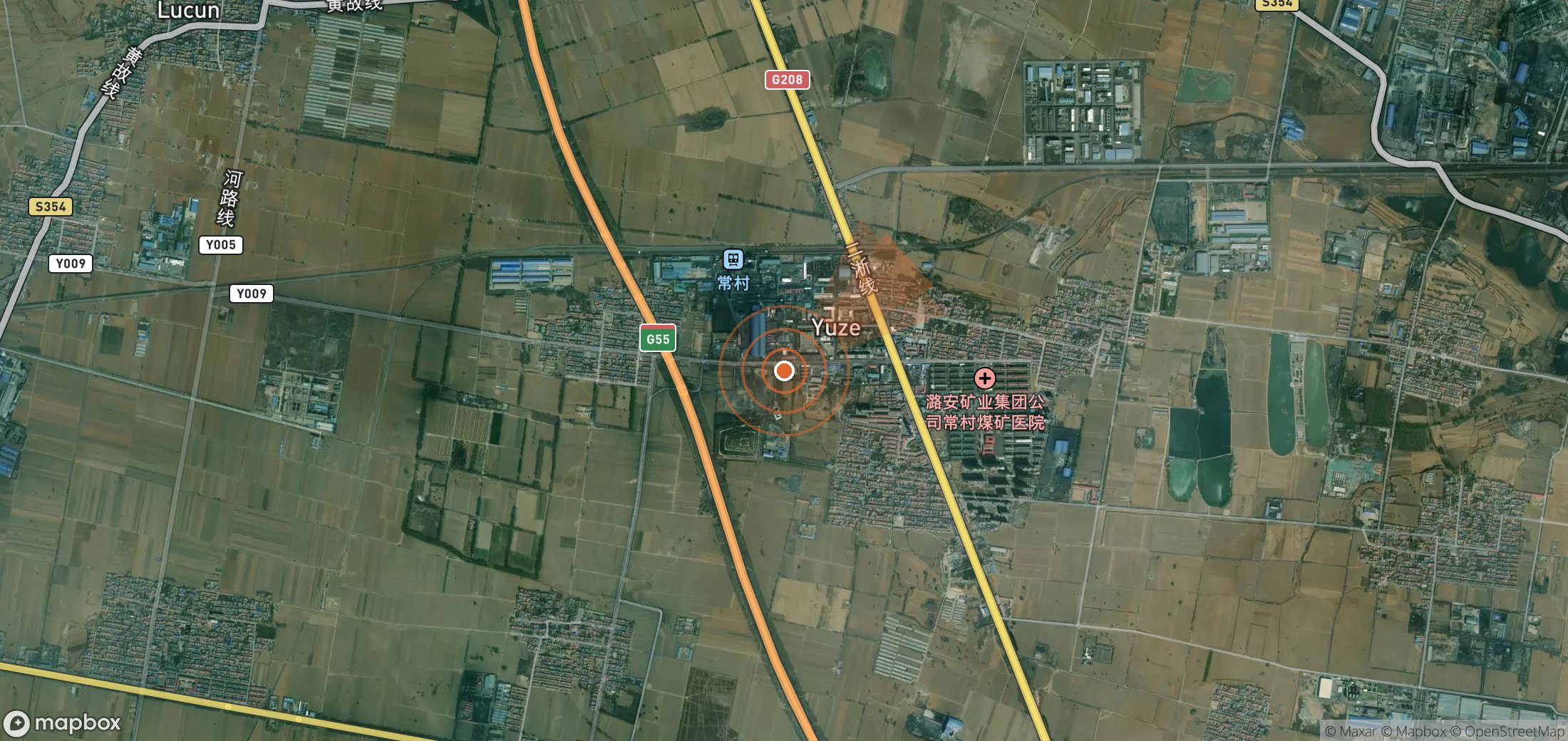 Satellite map of methane plume locations in China