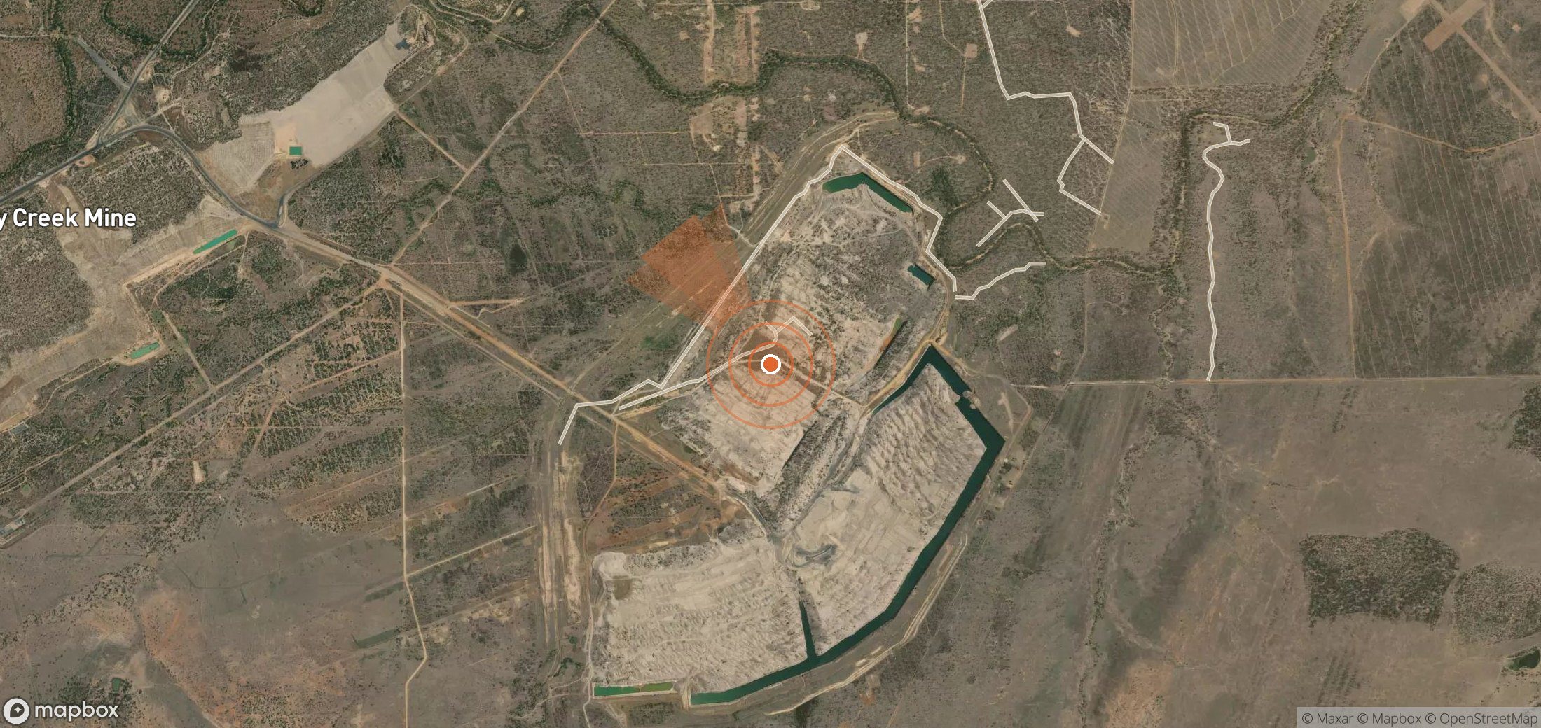 Satellite map of methane plume locations in Australia