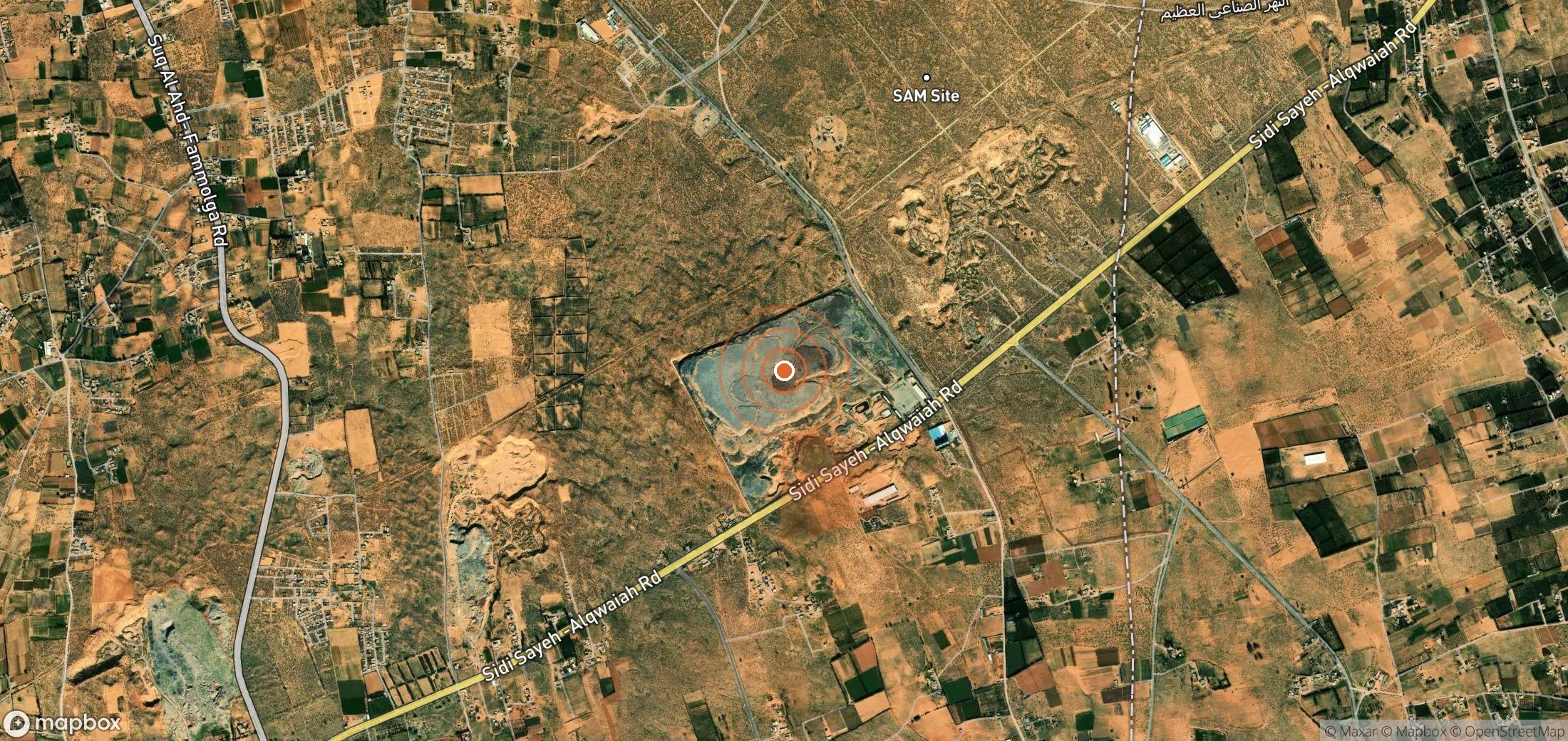 Mapa satelital de plumas de metano en Libia