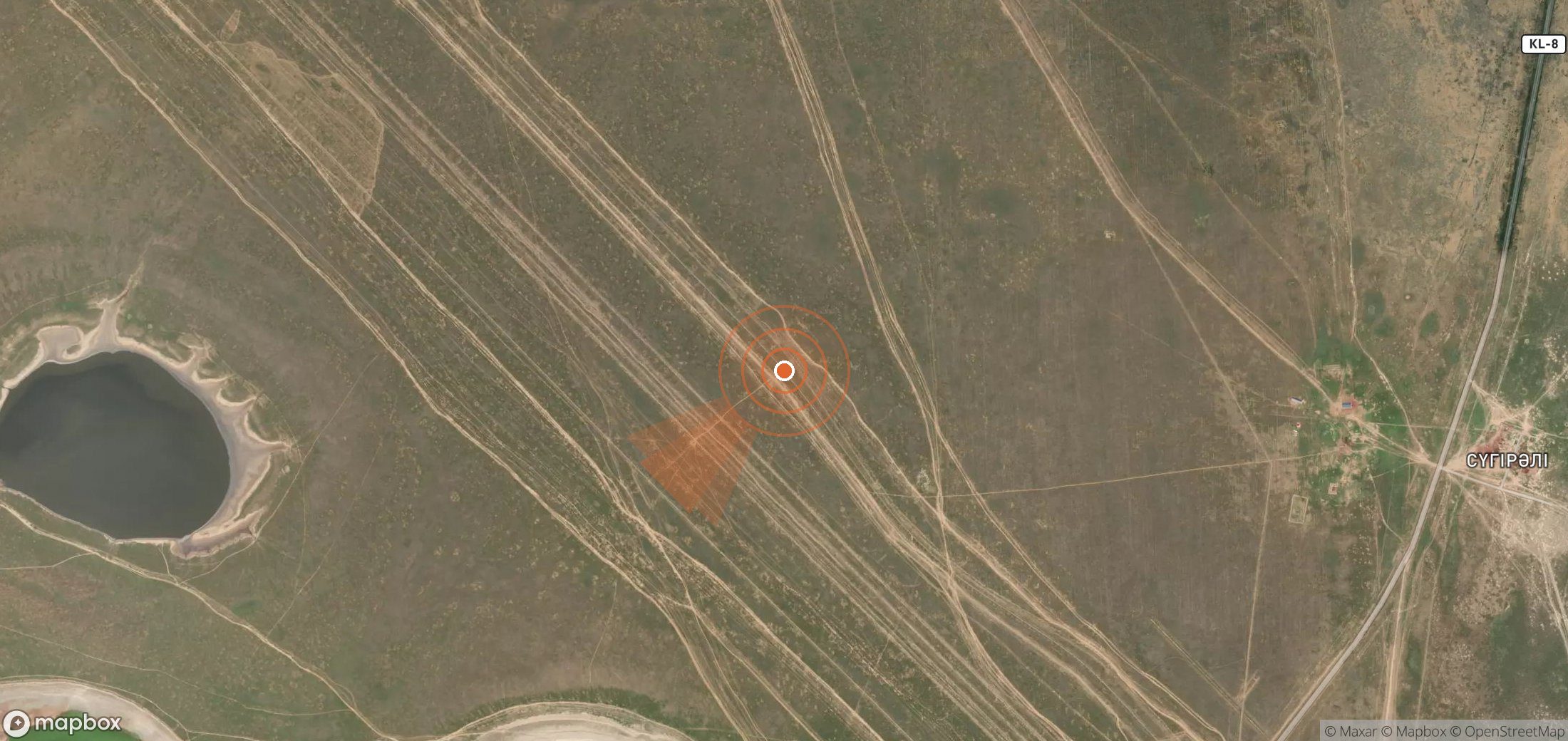 Satellite map of methane plume locations in Kazakhstan