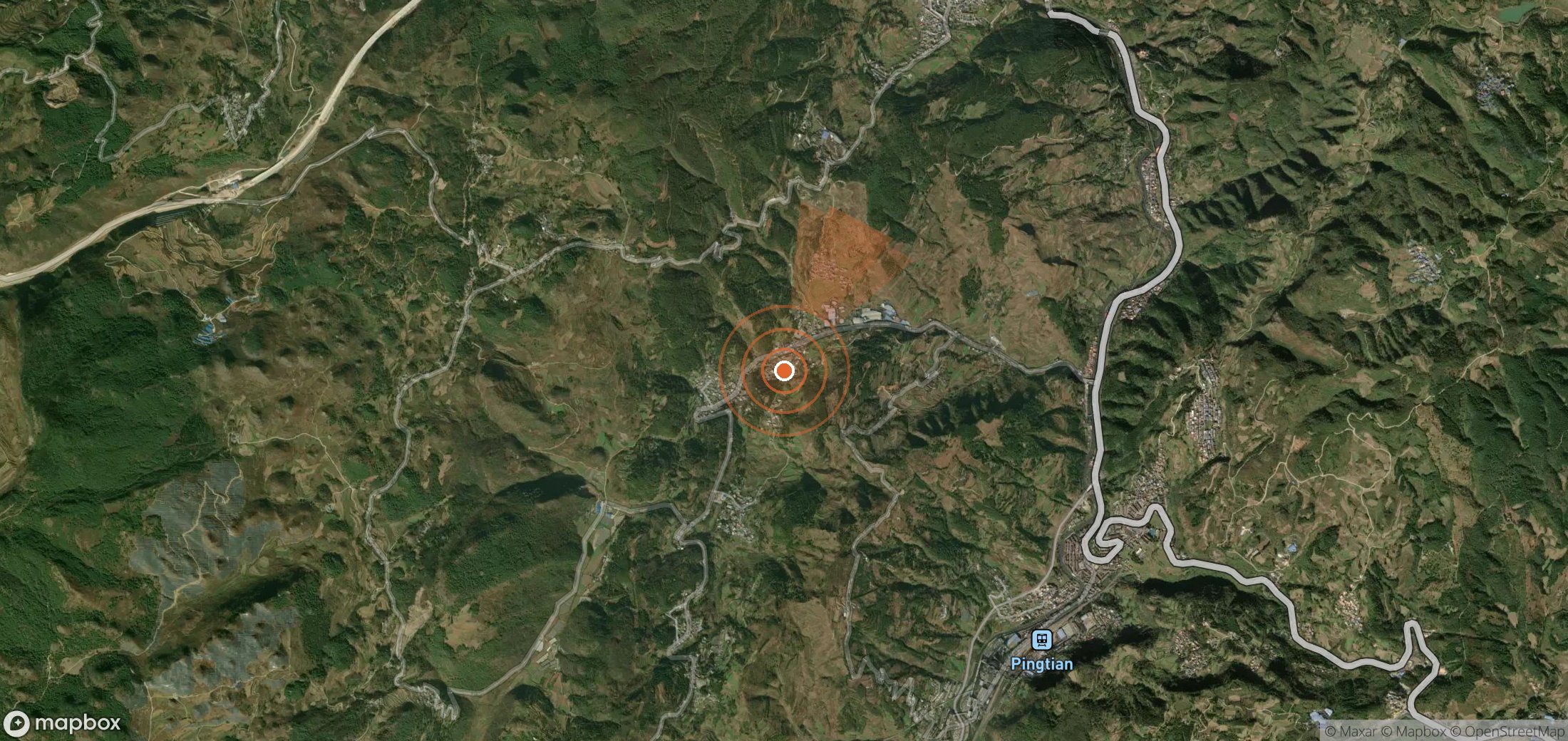 Satellite map of methane plume locations in China