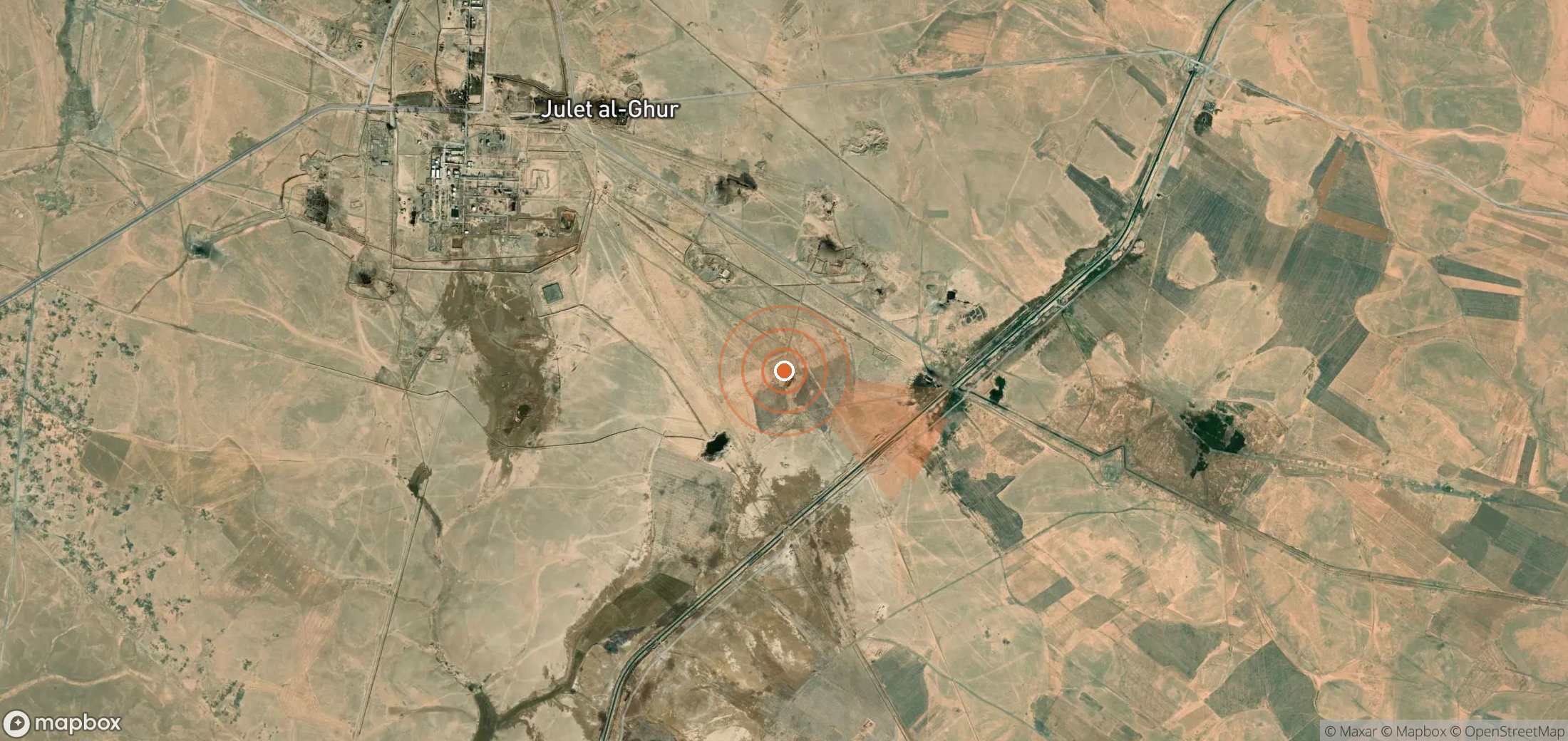 Satellite map of methane plume locations in Syria