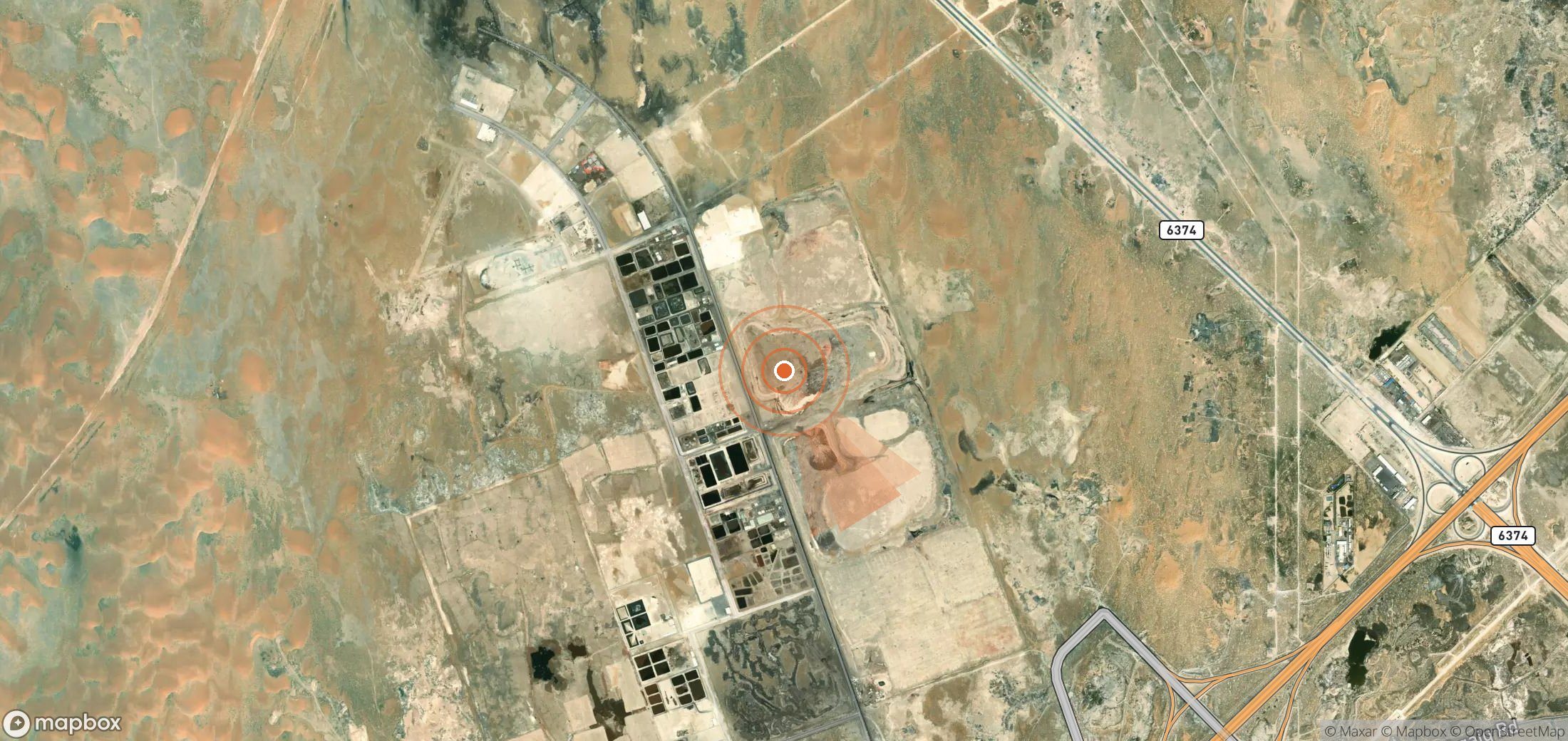 Mapa satelital de plumas de metano en Arabia Saudí