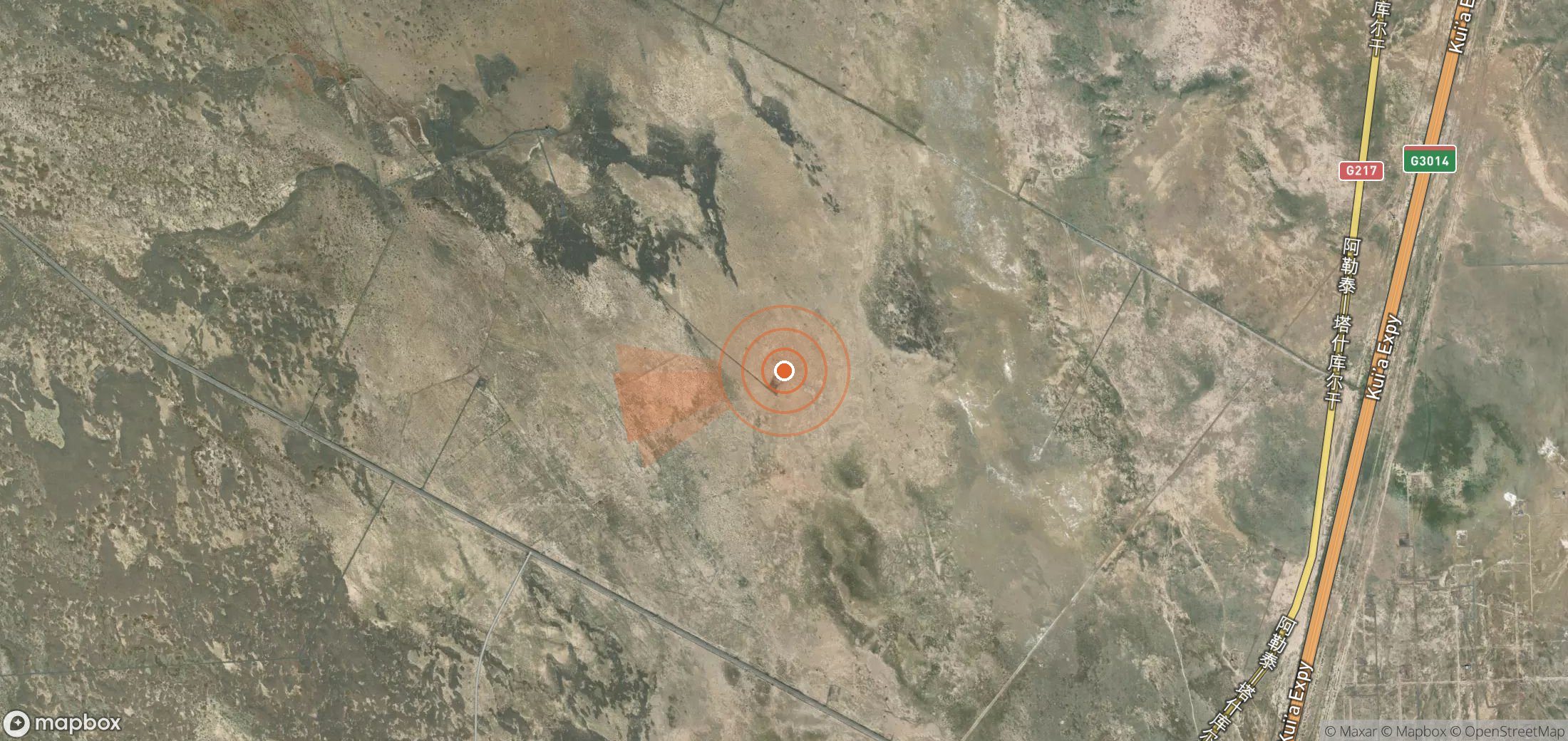 Mapa satelital de plumas de metano en China