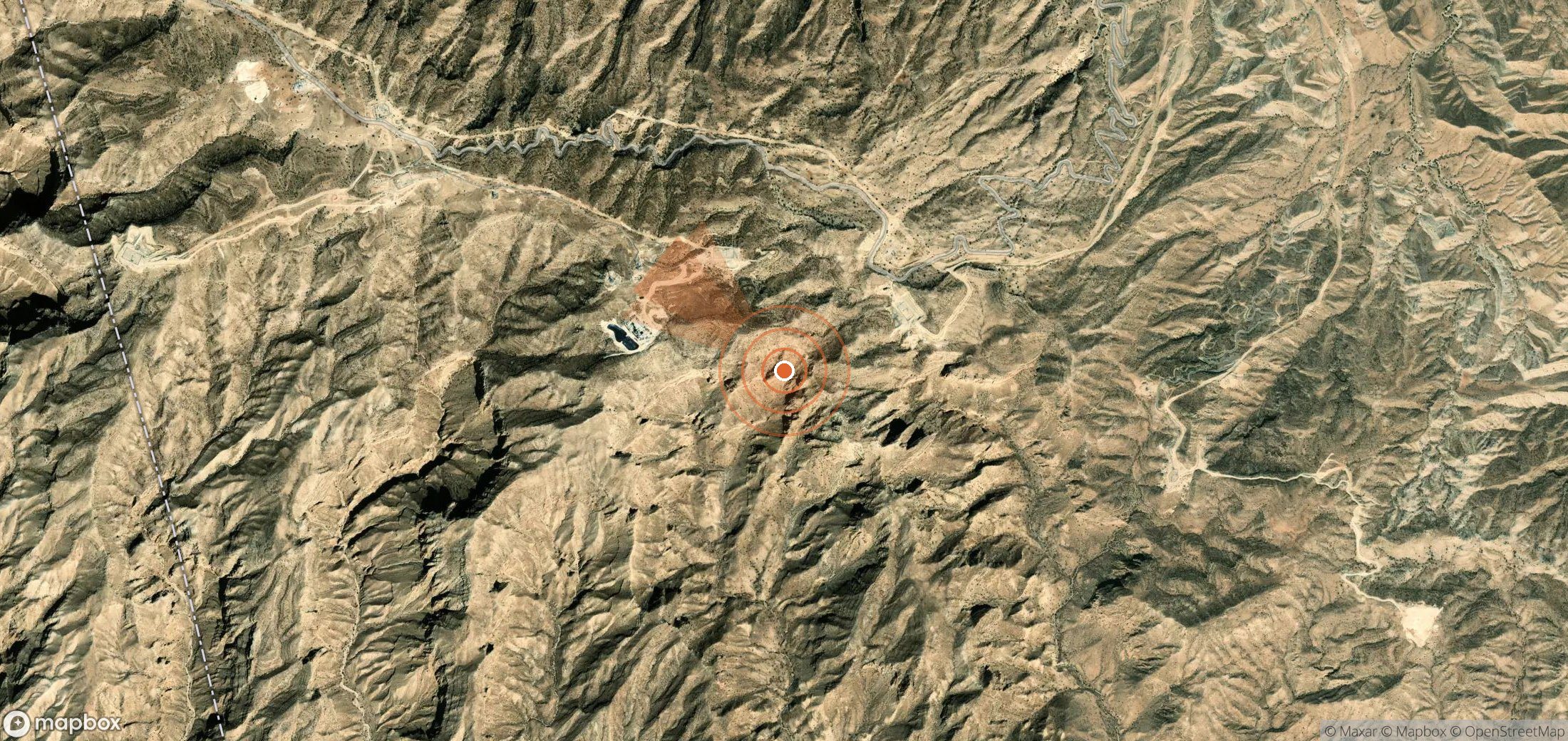 Mapa satelital de plumas de metano en Irán