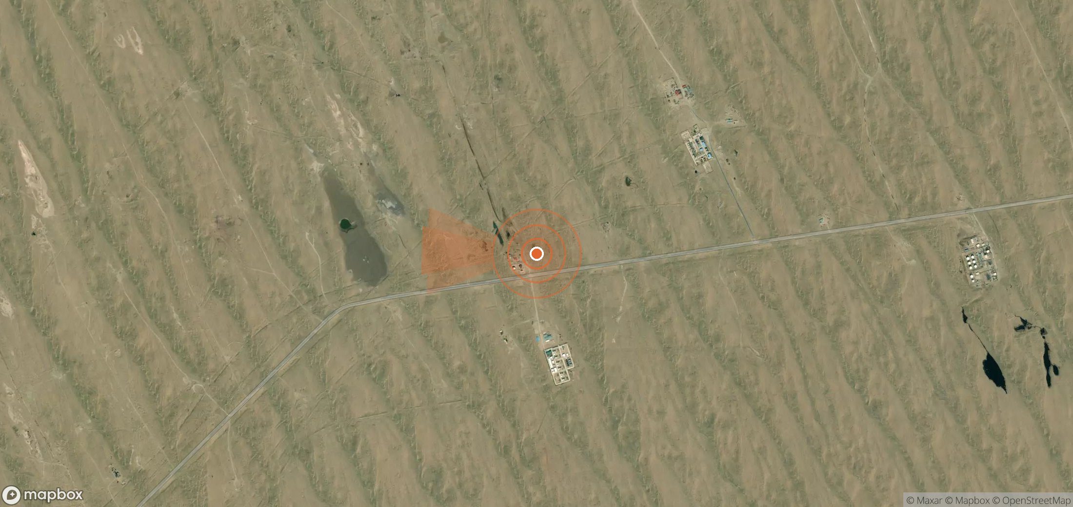 Satellite map of methane plume locations in Turkmenistan