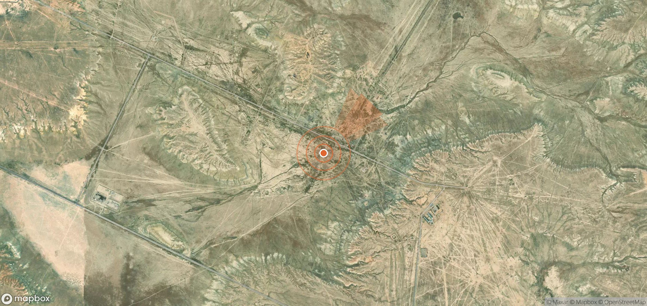 Mapa satelital de plumas de metano en Kazajistán