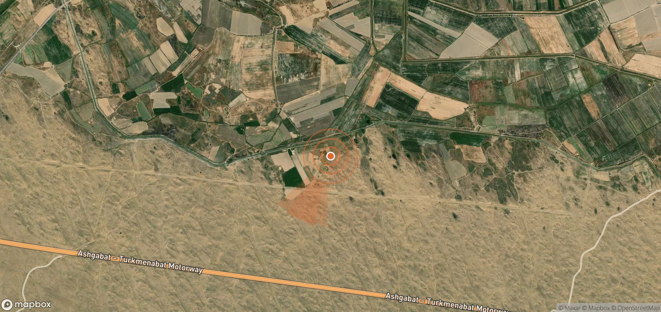 Satellite map of methane plume locations in Turkmenistan
