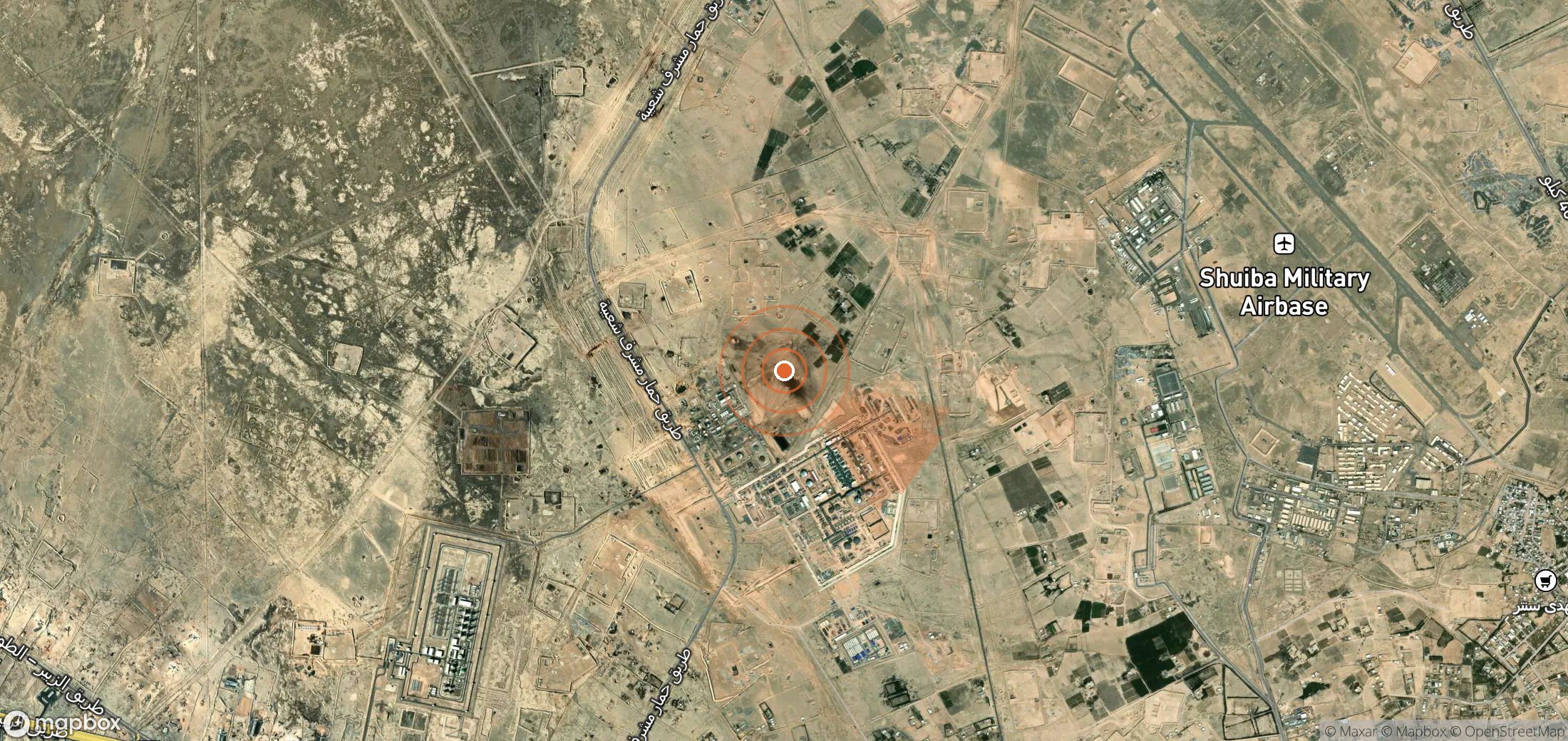 Satellite map of methane plume locations in Iraq