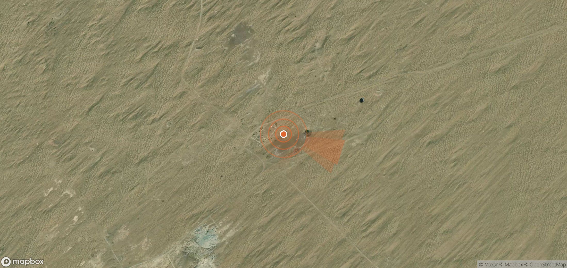 Satellite map of methane plume locations in Turkmenistan
