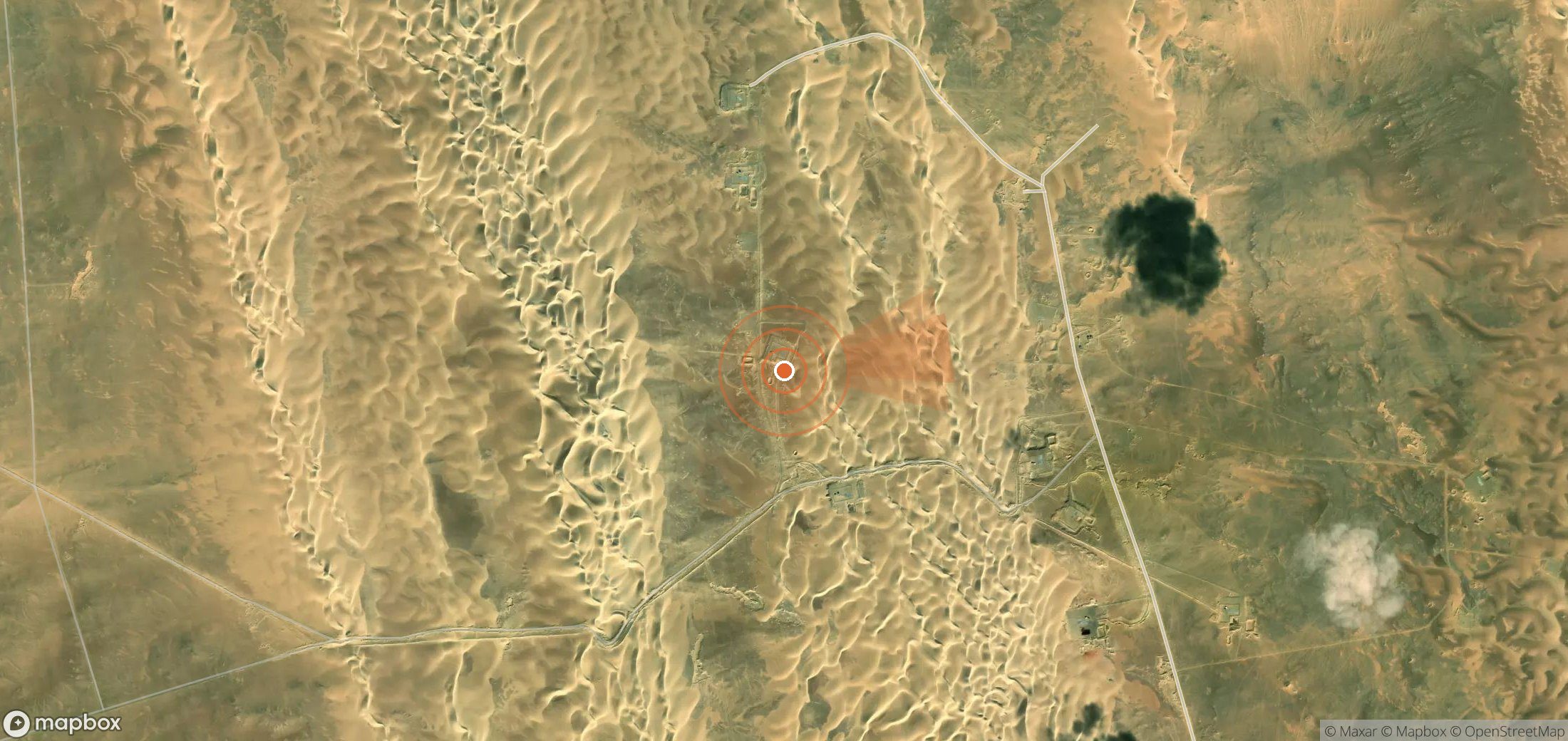 Satellite map of methane plume locations in Egypt